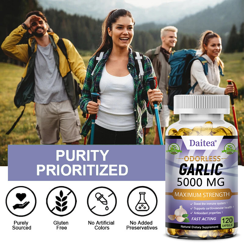 Odorless Garlic Extract 5000mg Cholesterol & Antioxidants 30to120 Capsules