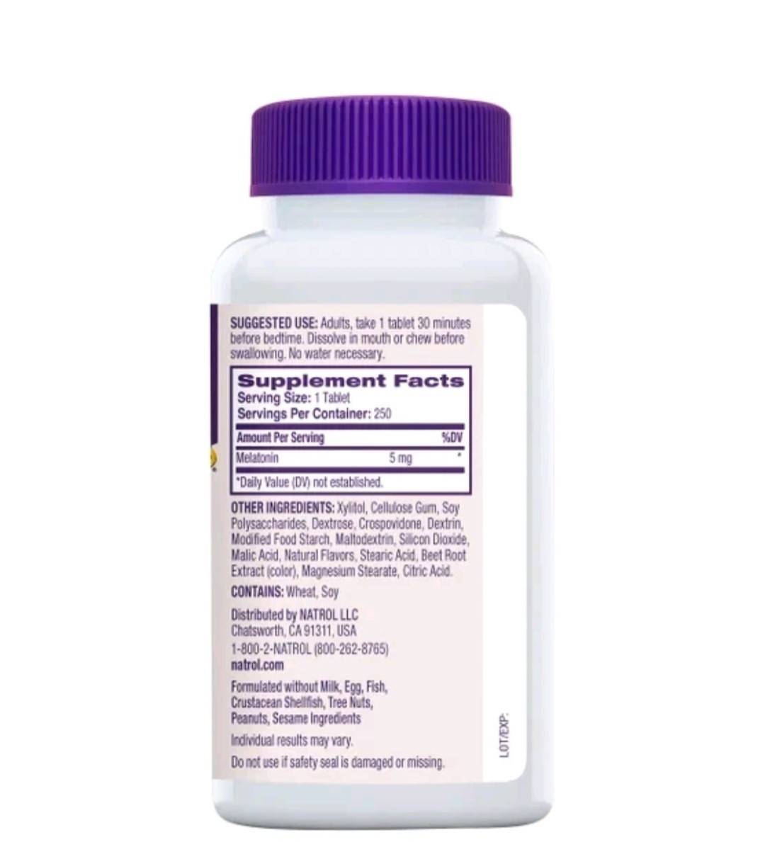 Natrol Melatonin 5mg 250 Ct Fast Dissolve Sleep Aid Tablets Exp:06/27 Strawberry