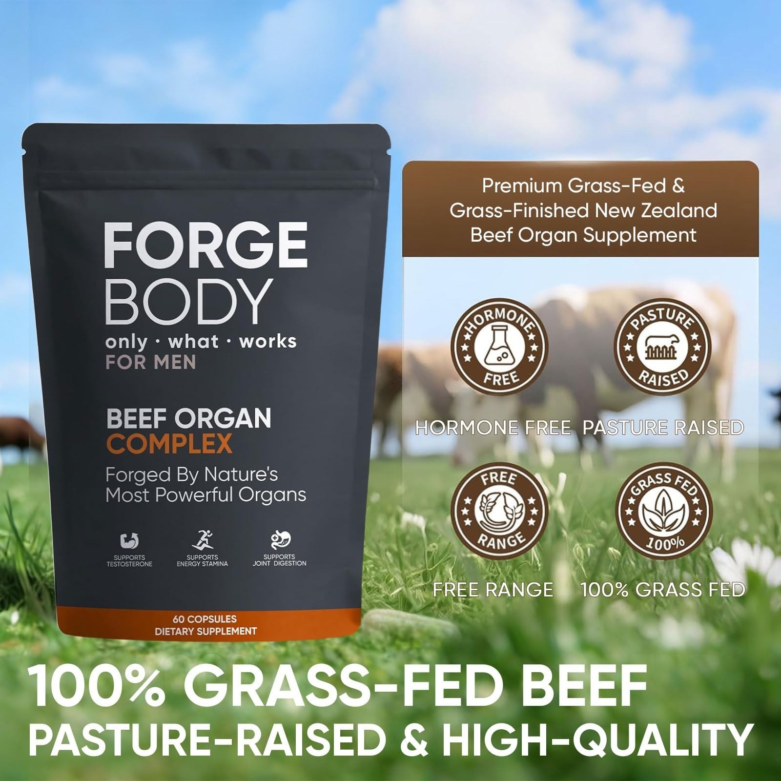 KXVUDE Beef Organ Complex Capsules – Grass Fed Liver & Heart Support