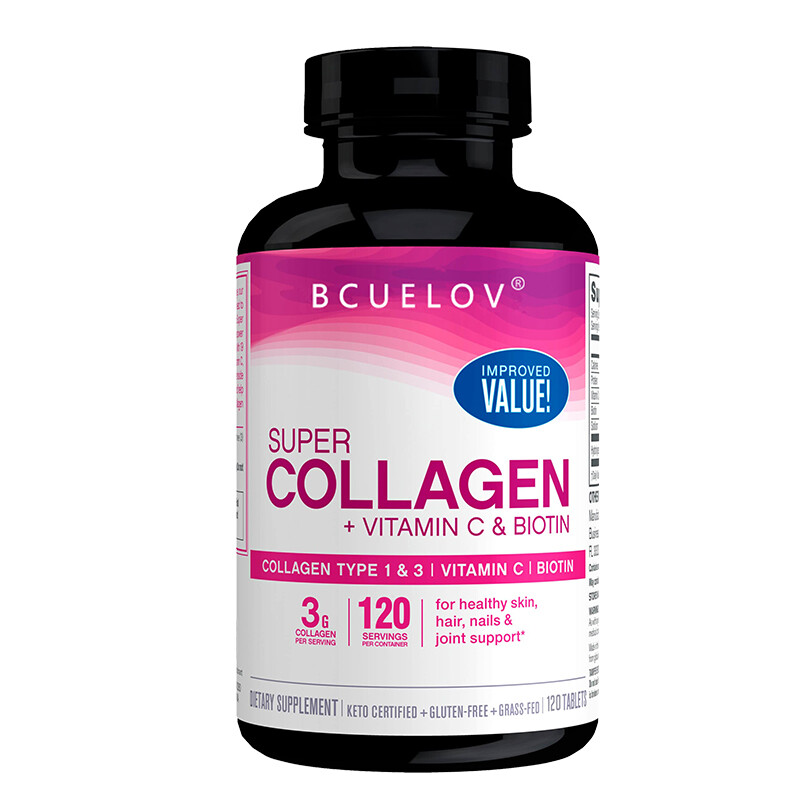 Collagen Peptides Capsules Hydrolyzed Anti-Aging 3000mg With Vitamin C & Biotin