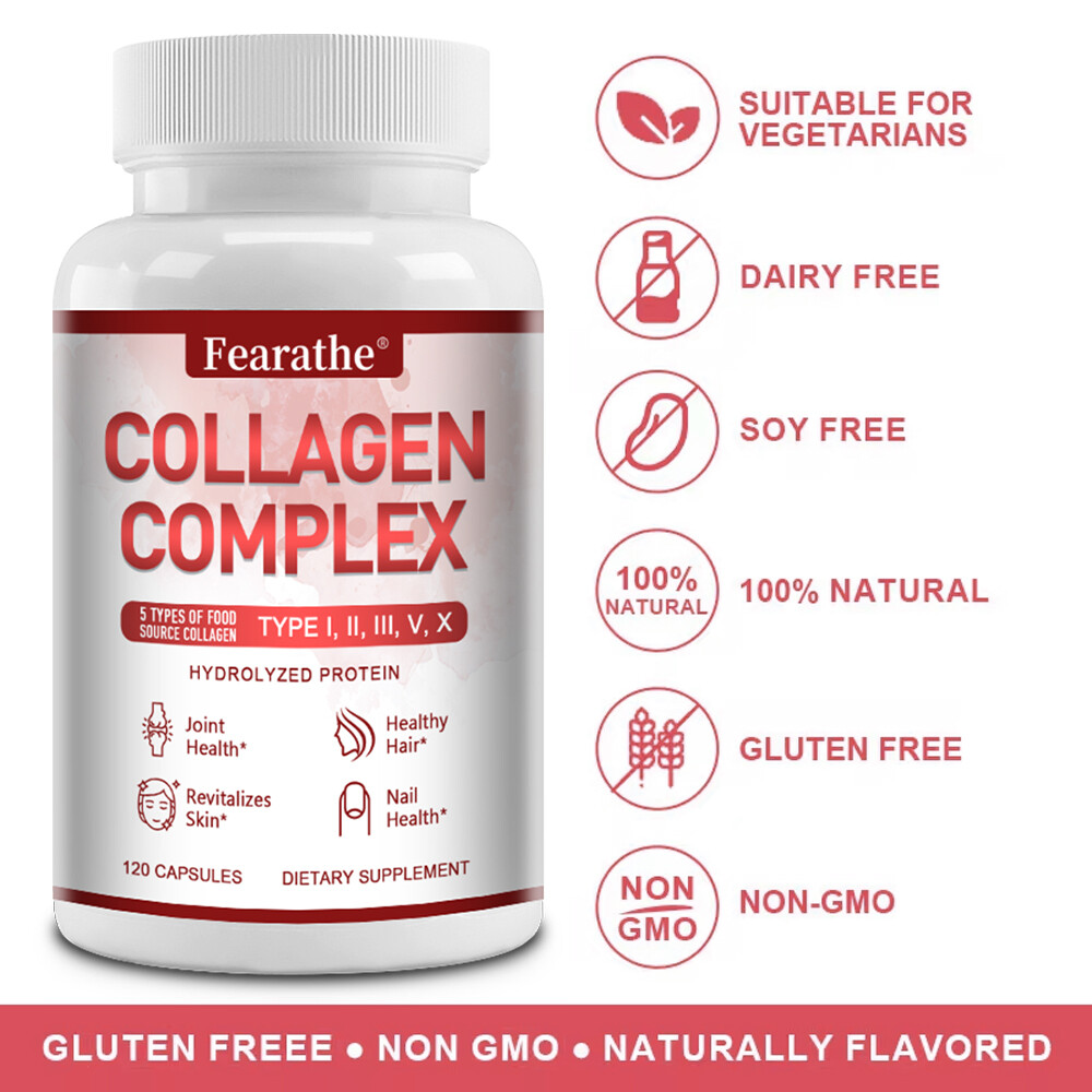 Collagen Complex for Women Collagen Protein Types I,II,III,V,X, Anti-Aging