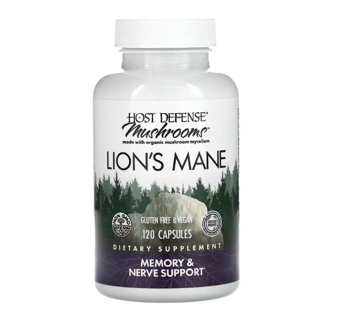Host Defense, Mushrooms, Lion’s Mane, 120 Capsules (organic mushroom mycelium)