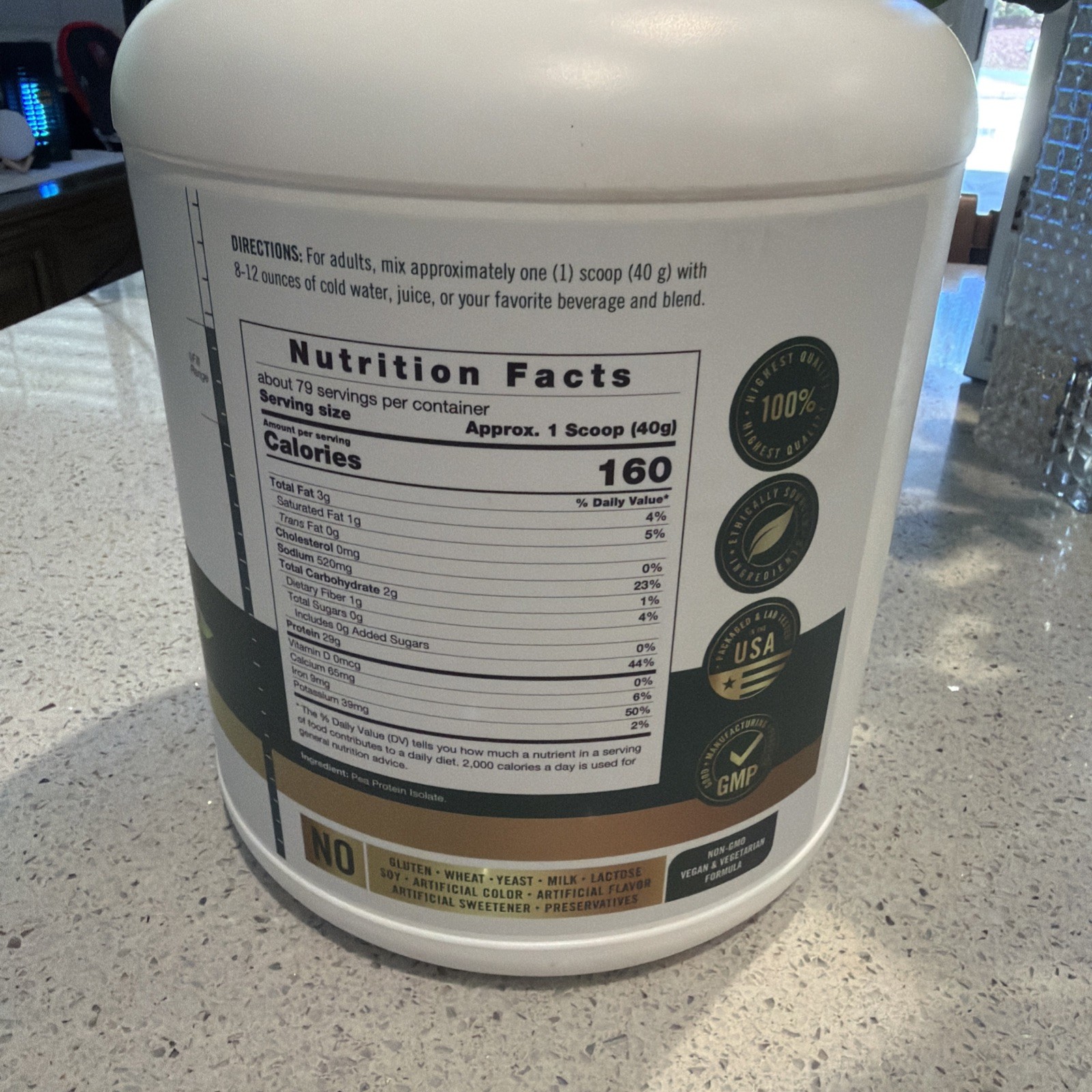 Pea Protein Powder 7lb | Unflavored | 29G Protein | with BCAAs | by Carlyle