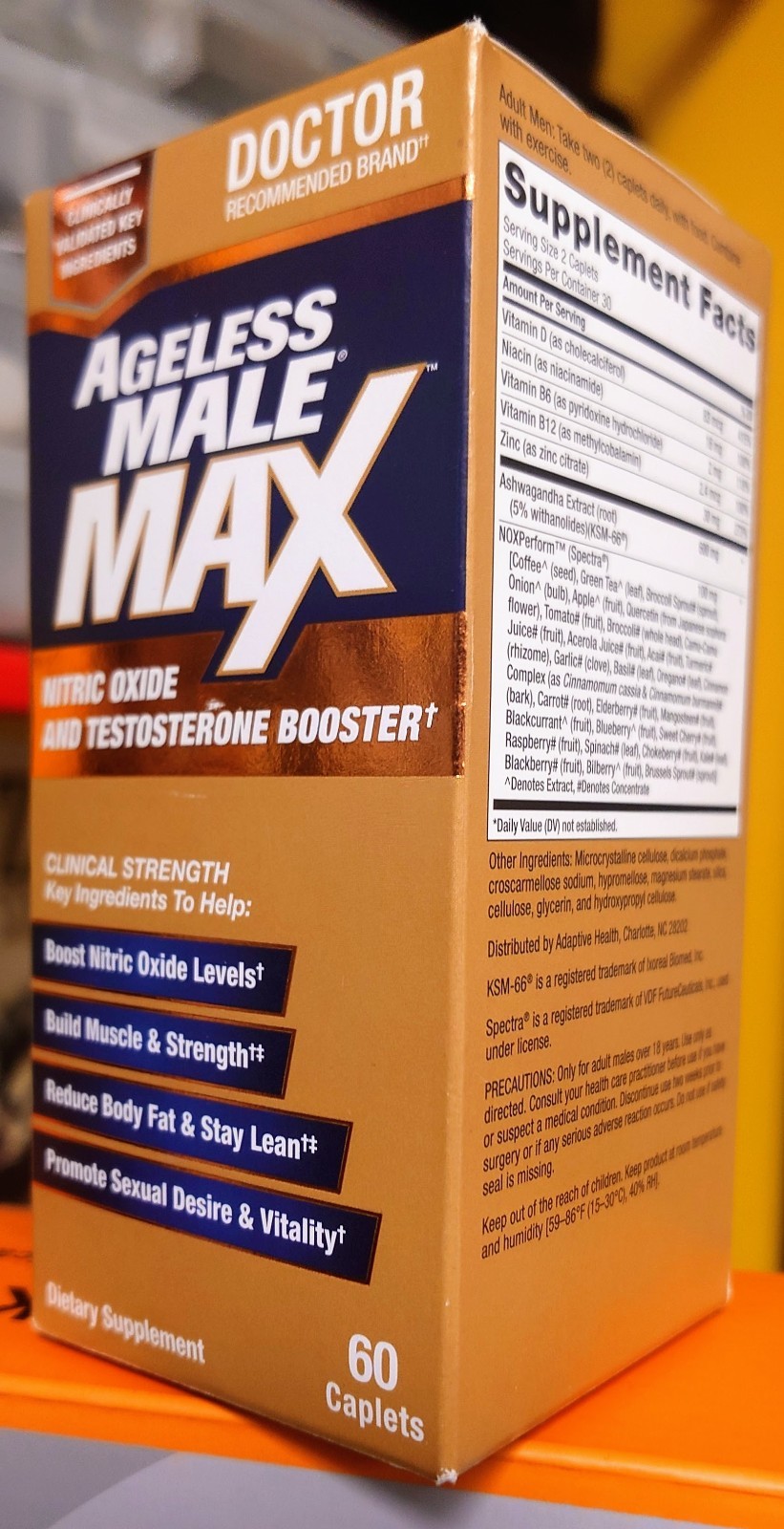 New Vitality Ageless Male Max T Booster 60 Caplets Exp 01/2028