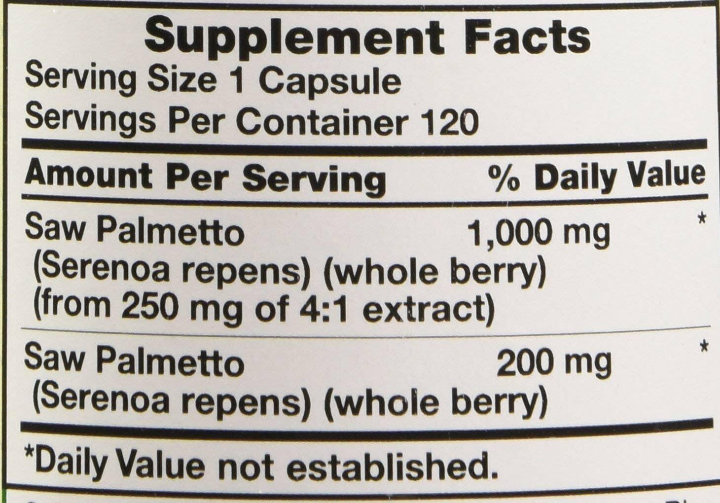 Nature’s Truth Vitamins Saw Palmetto Quick Release Capsules 1200 mg 120 Count