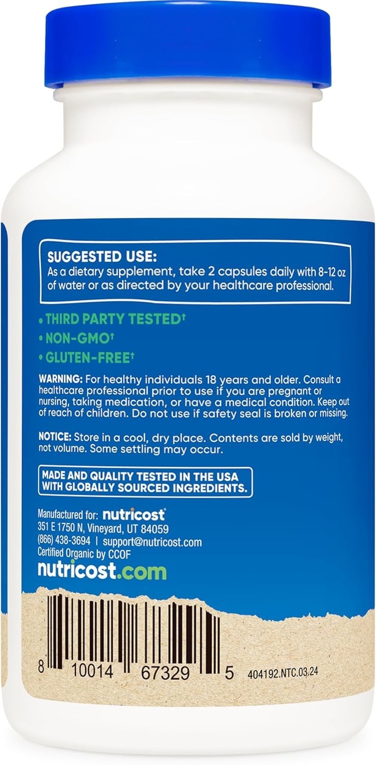 Nutricost Made with Organic Saw Palmetto 1000mg Per Serving, 60 Servs, 120 Caps