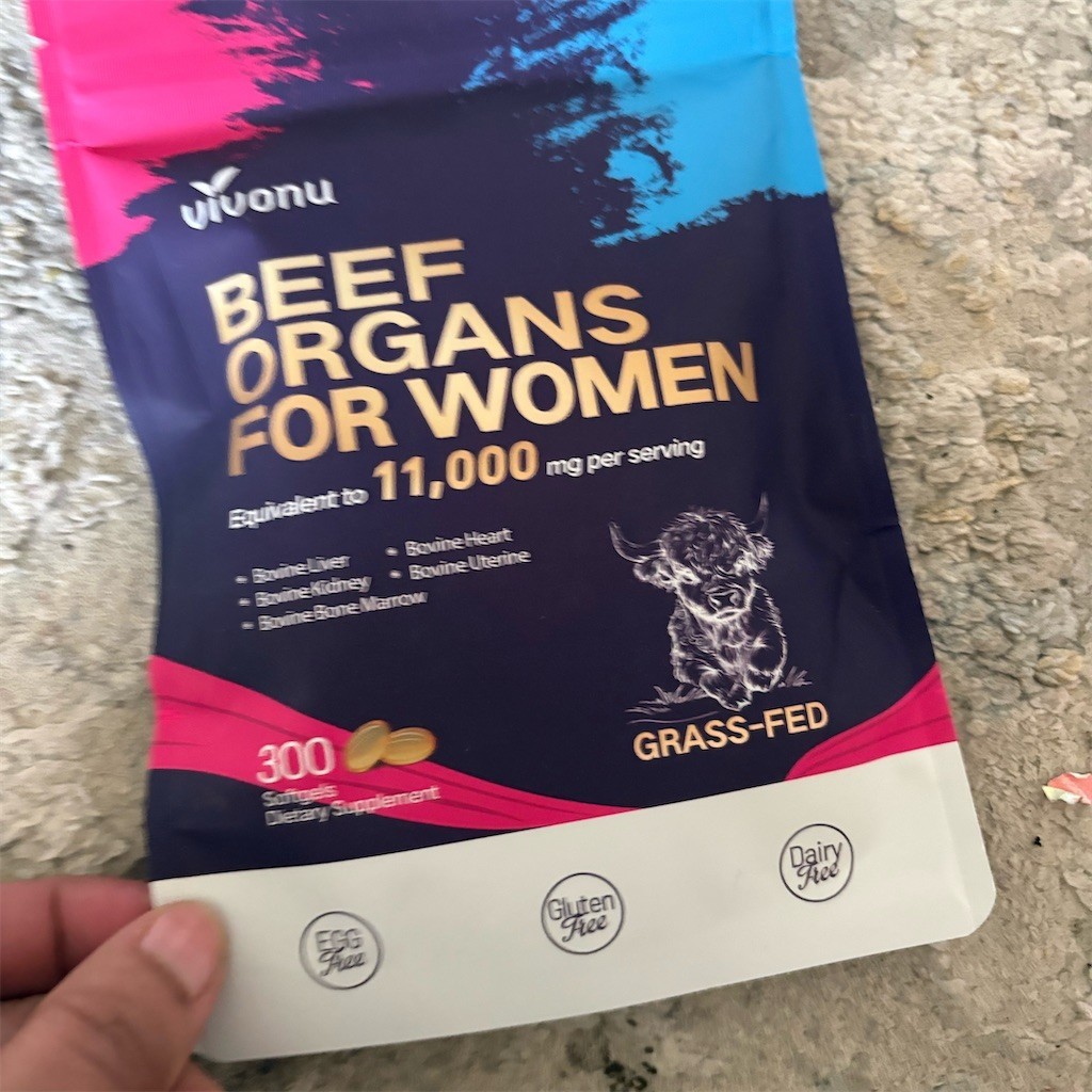 Vivonu Grass-Fed Beef Organs for Women Dietary Supplement Softgels 300 Ct