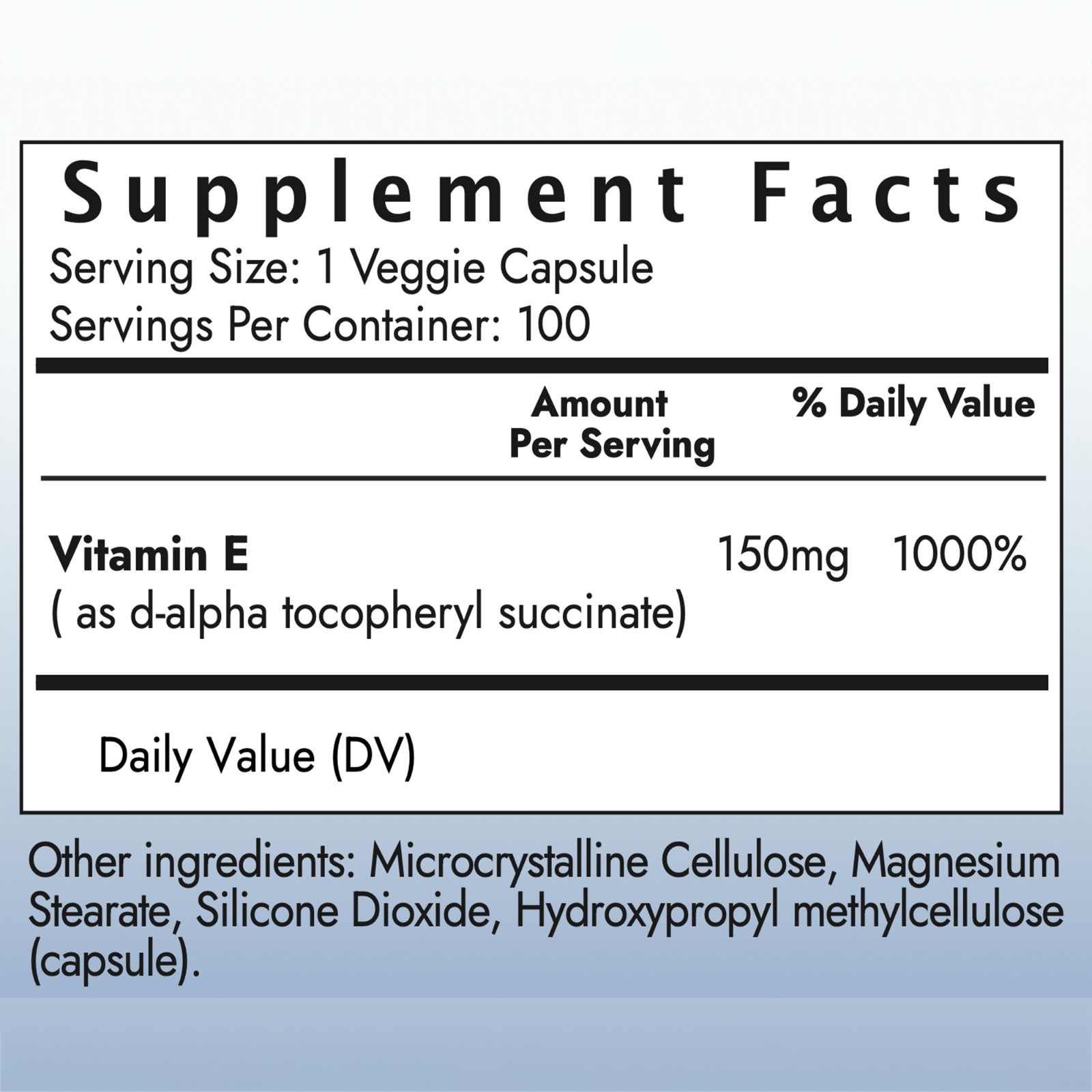 Vitamin E [d Alpha Tocopheryl Succinate] – Capsule, 100 Capsules