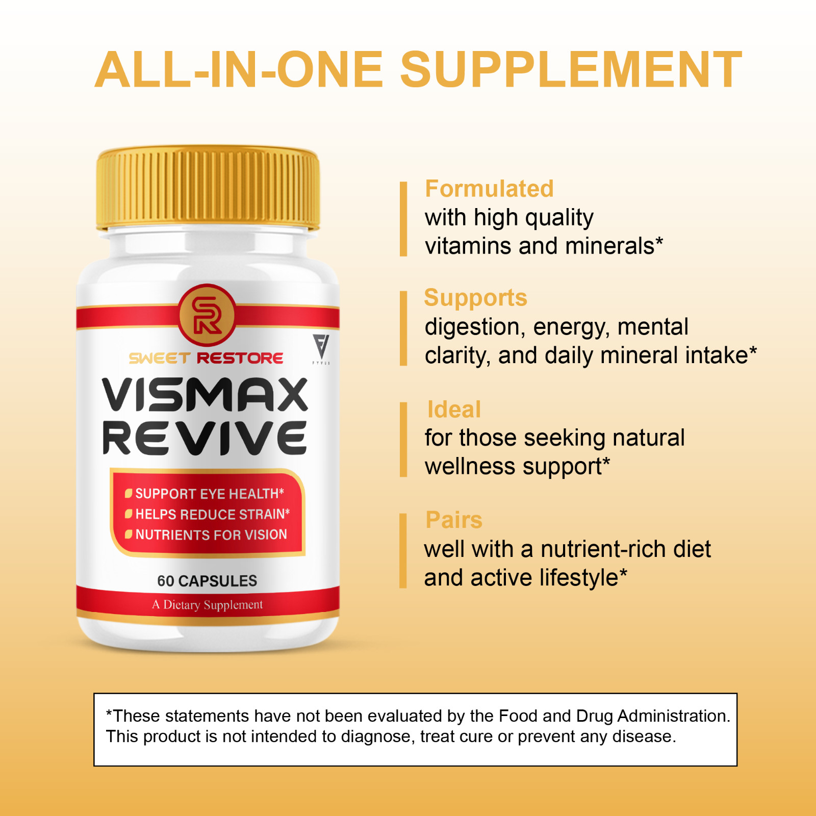 (3 Pack) VisMax Revive Premium Vision & Eye Support Supplement (180 Capsules)