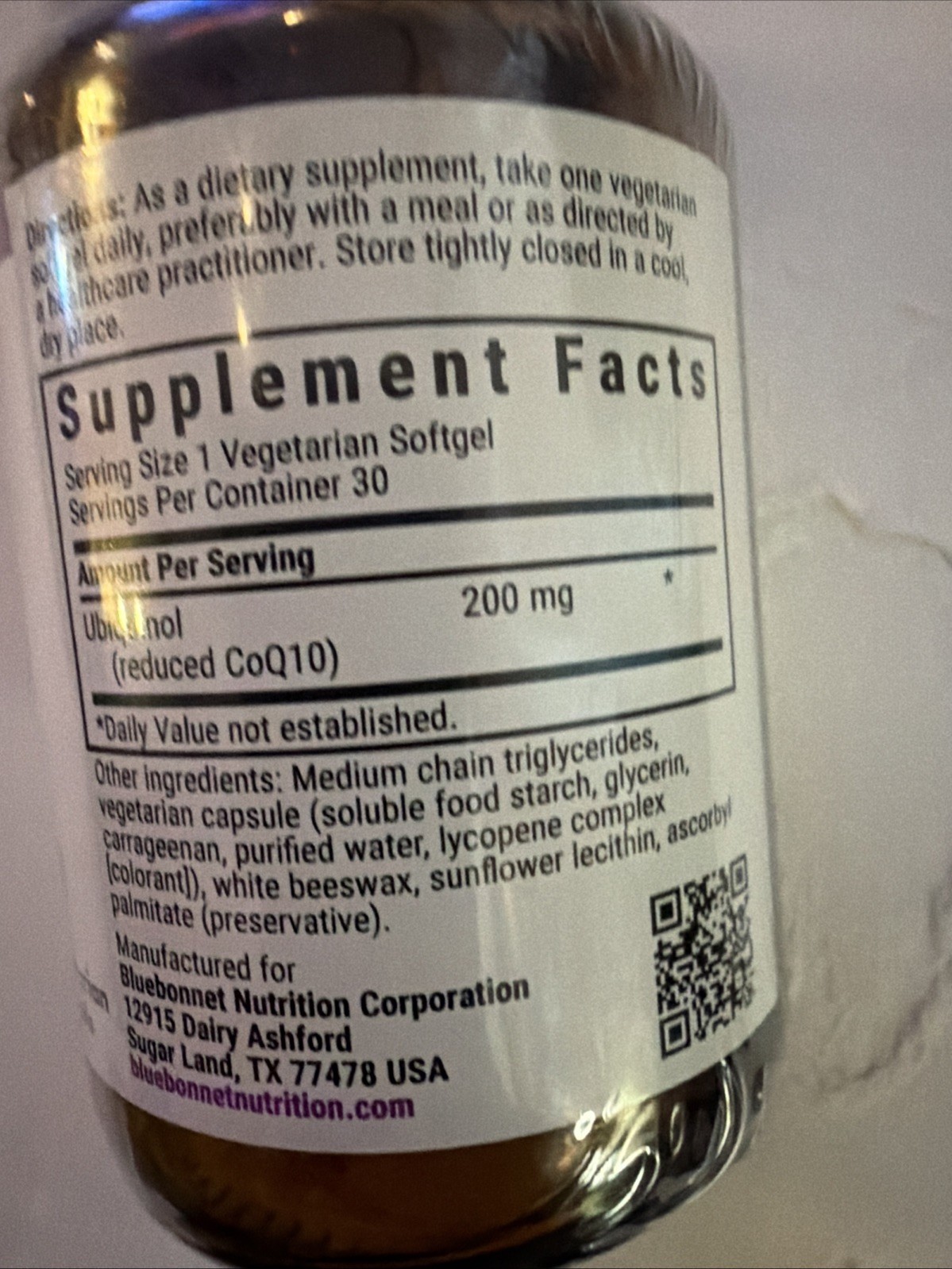 CoQ10 Ubiquinol 200mg -30 Vegetarian Bluebonnet Nutrition , Exp 3/28