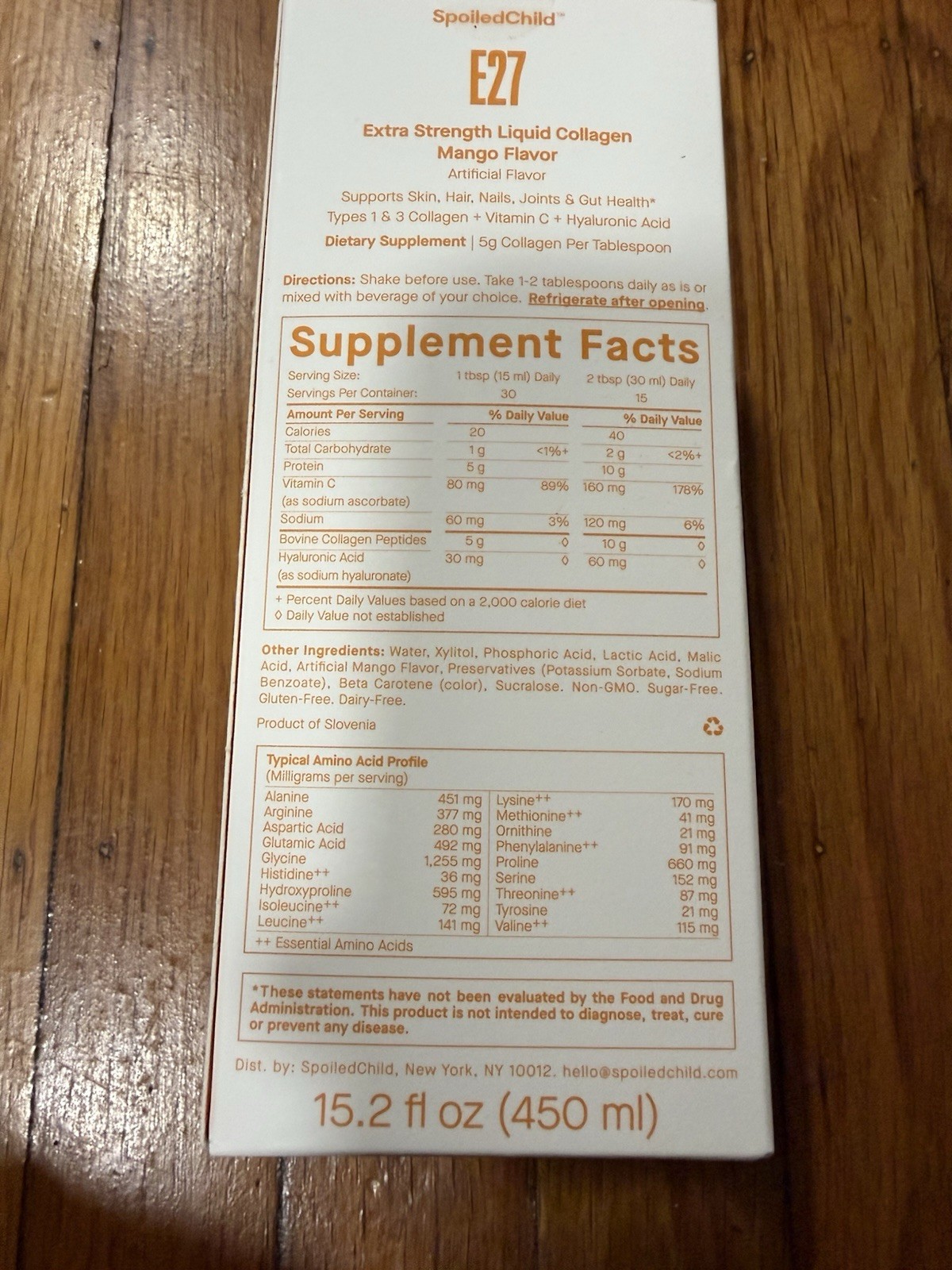SpoiledChild E27 Extra Strength Liquid Collagen Mango 15.2 fl oz 2 Boxes