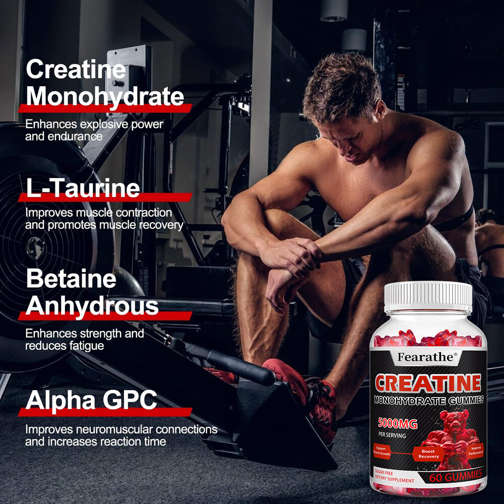 5000mg Creatine Monohydrate Gummies, Sugar Free Muscle Strength & Recovery,60 CT