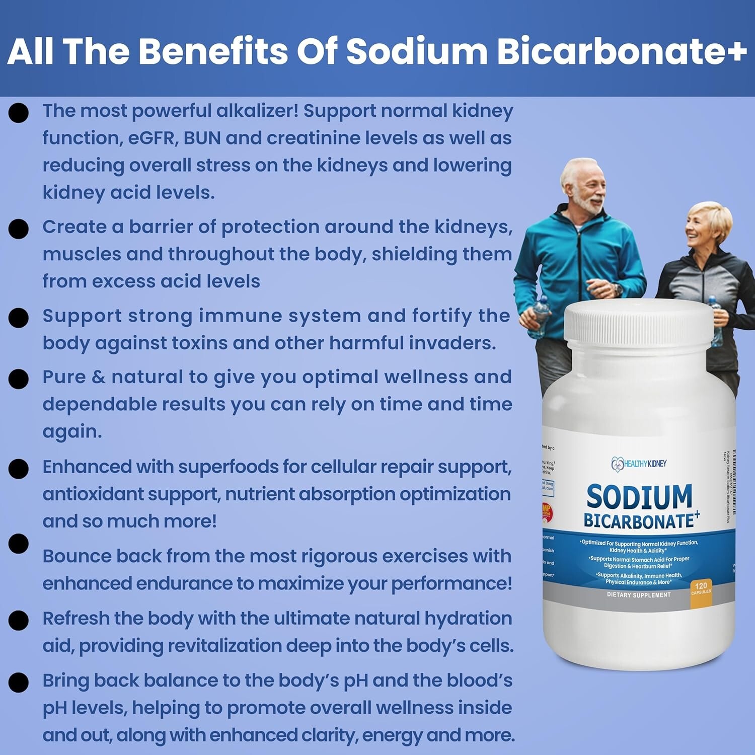 Organic Sodium Bicarbonate Alkaline Capsules Performance Aid Fast-Acting120 Caps