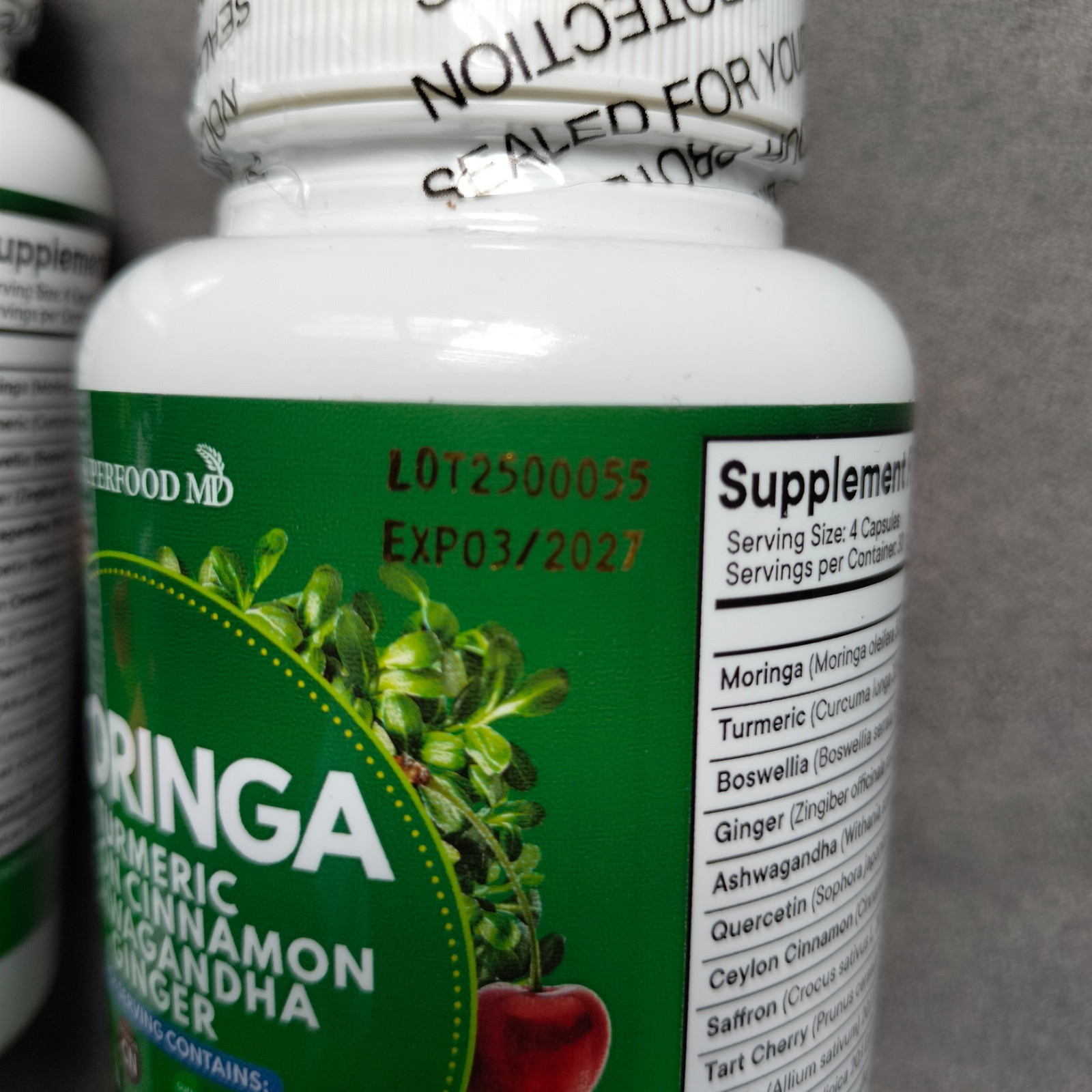 new pair of Superfood MD Moringa Supplement Turmeric Ginger 120 Caps Exp.03.2027