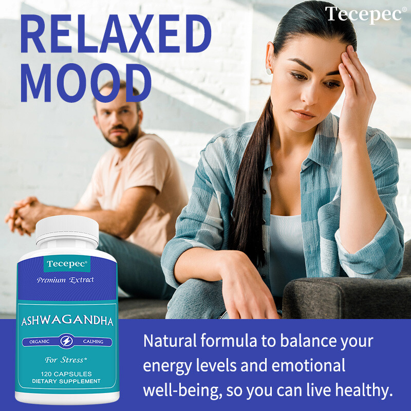 Organic Ashwagandha 1000 mg Dietary Supplement for Stress Calm Anxiety Relief