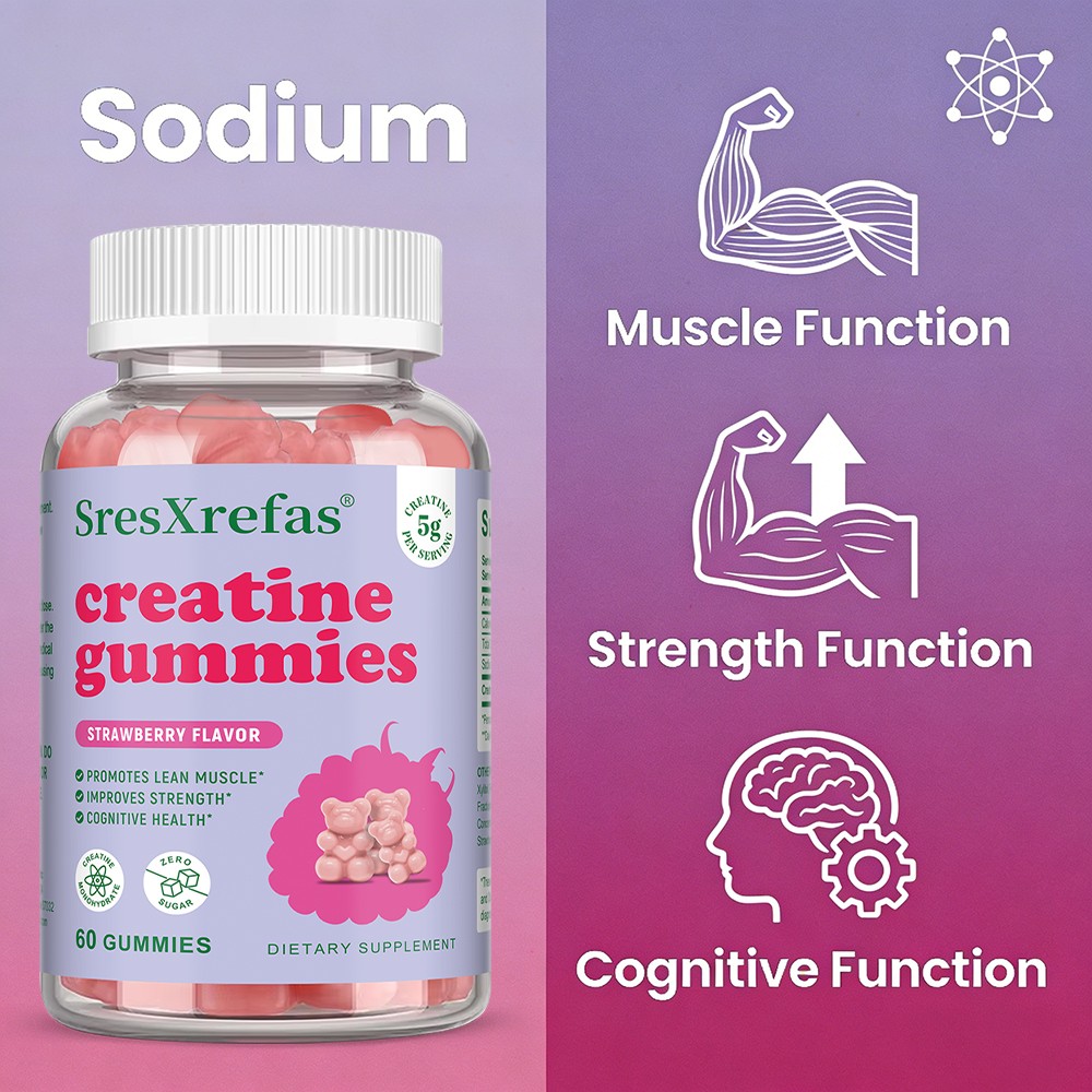 Creatine Monohydrate for Boosts Brain,Strength Function,Muscle Power 60 Gummies