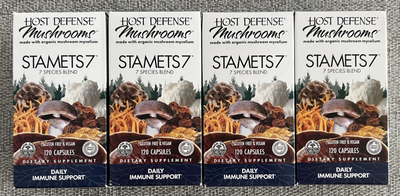 Host Defense Mushrooms Stamets 7 4 Pack Daily Immune Support 120 Capsules 06/26