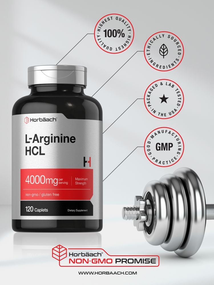 L Arginine 4000mg | 120 Caplets | Max Strength | Vegetarian | by Horbaach