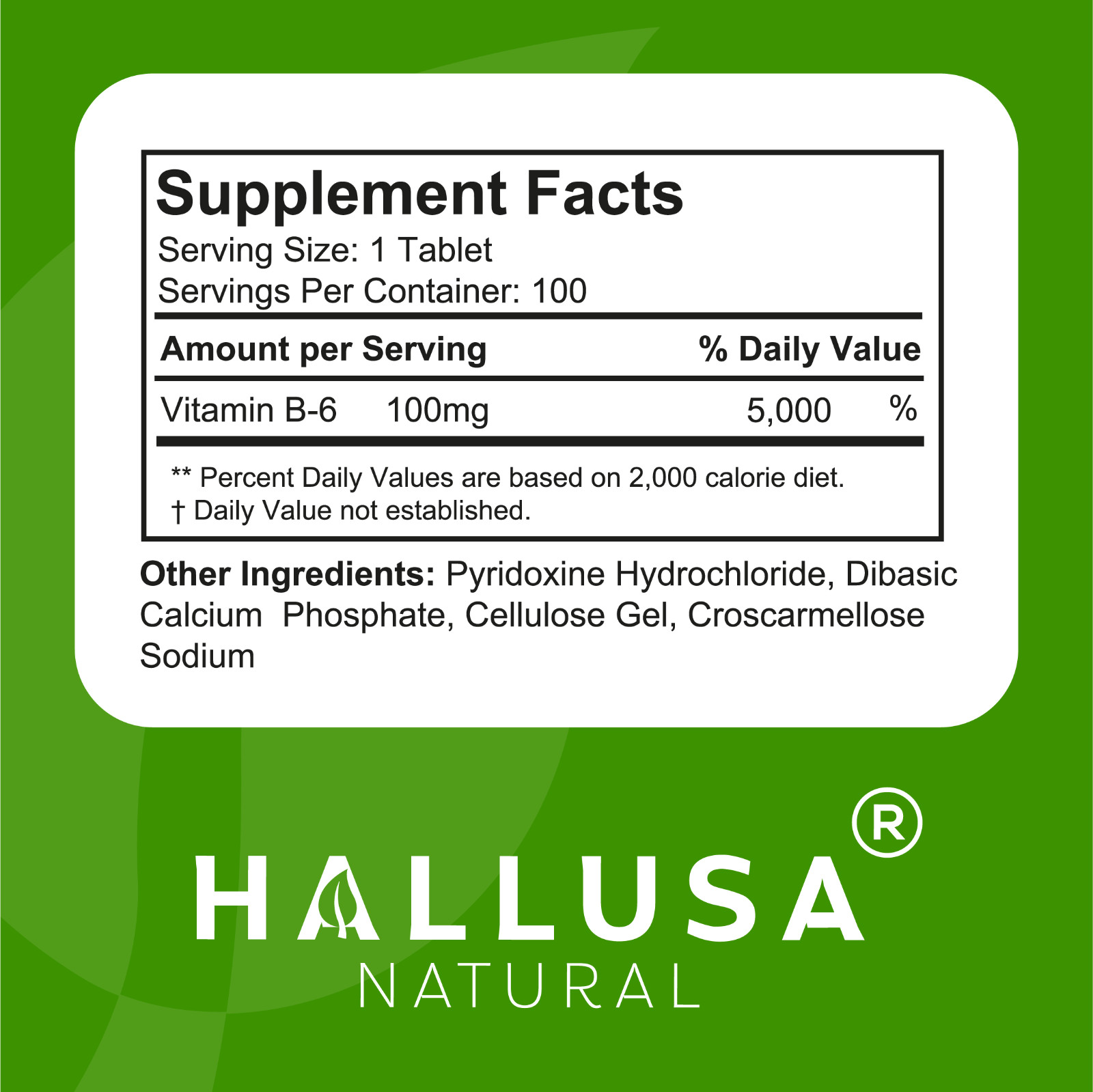 HallVitamin B-6 100 mg – For Women and Men – Energy Metabolism – 100 TABS