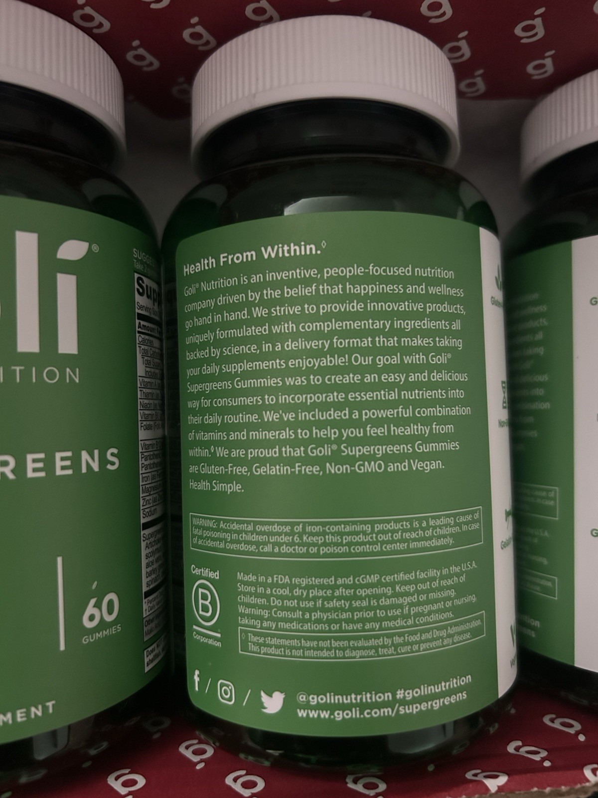 Goli Nutrition Supergreens Gummies Dietary Supplement 180 Vegan Gummies