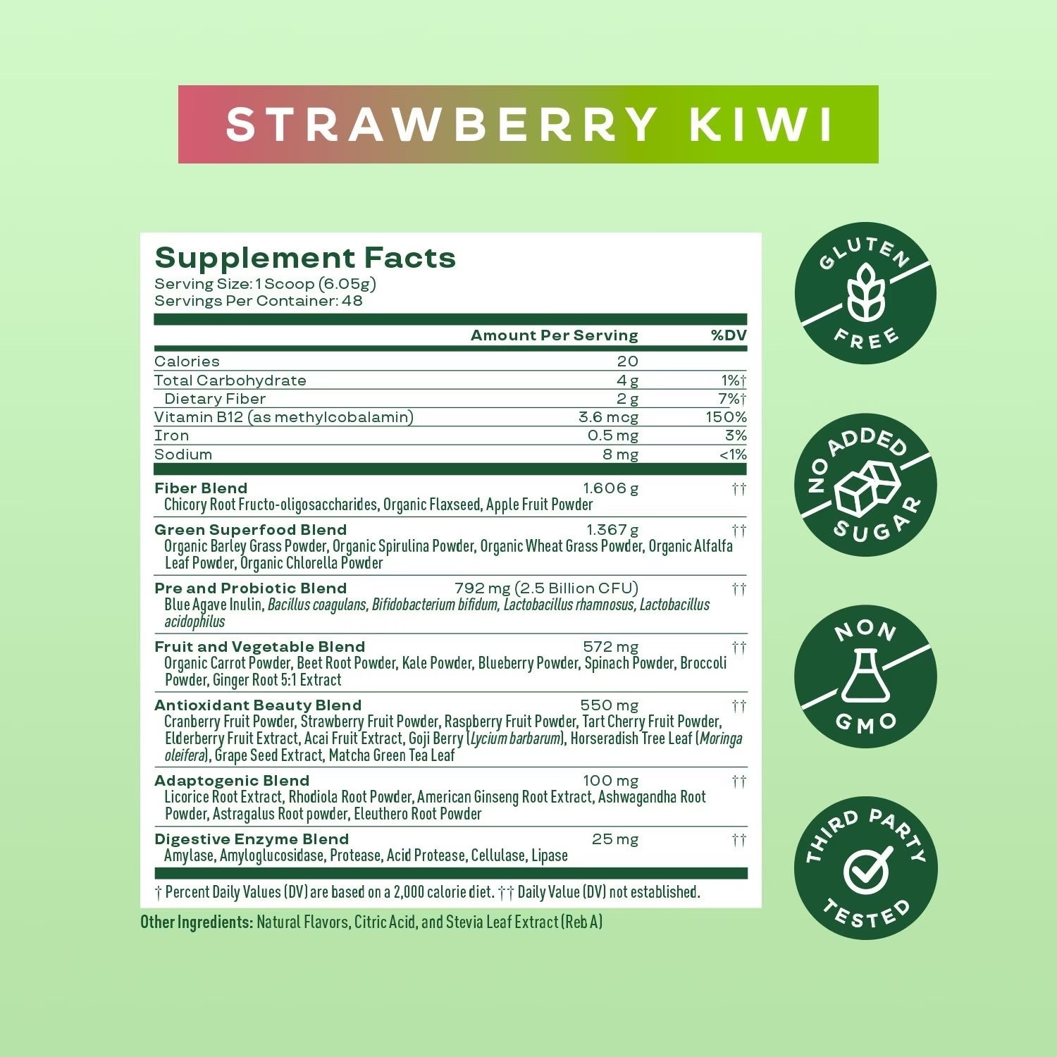 Bloom Nutrition Greens & Superfoods Powder Strawberry Kiwi 0.5 lbs Certified