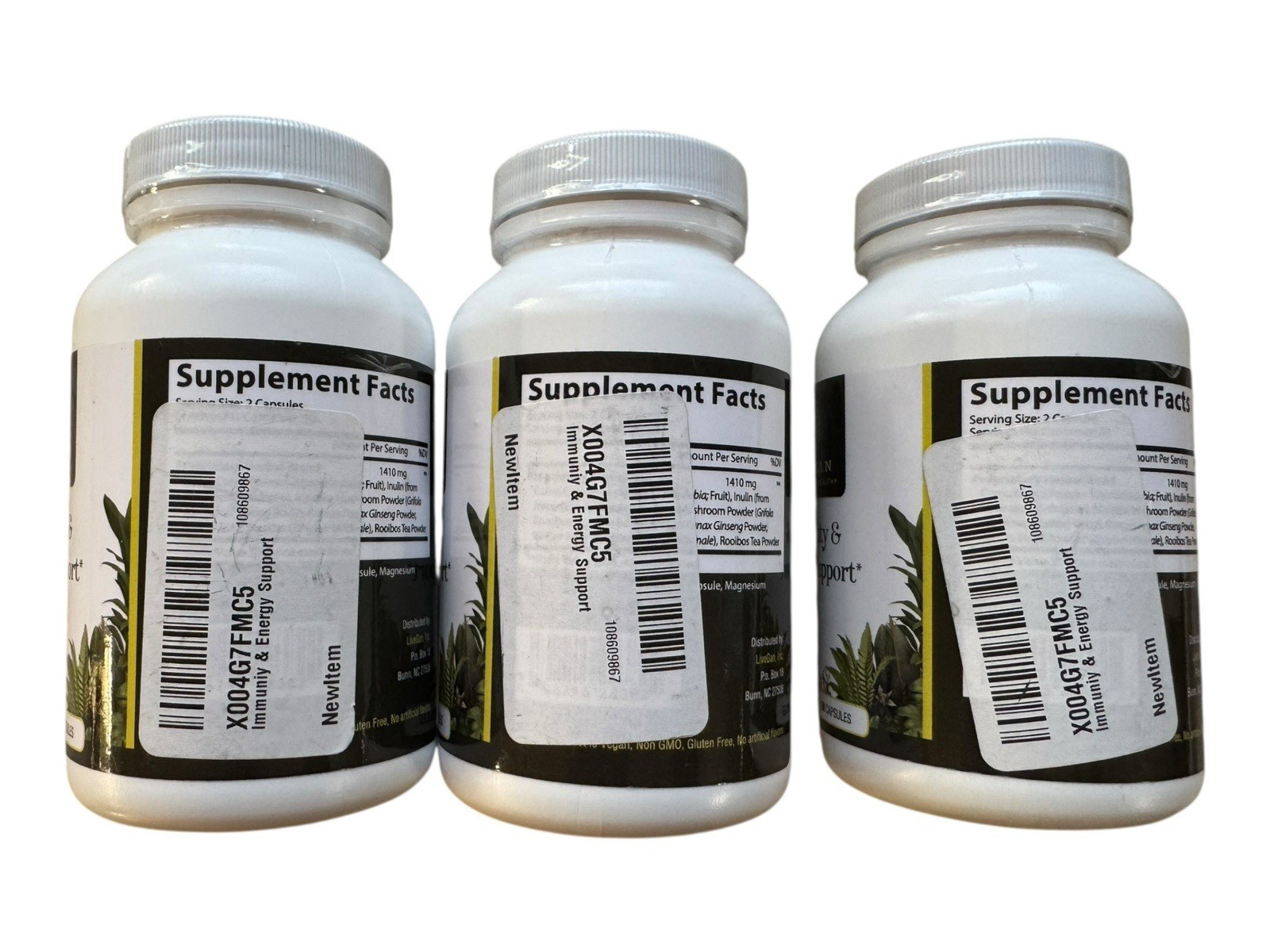 Lot of 3 Livegan Immunity & Energy Support Capsules – 3 x 60 Count – Ex: 9/27