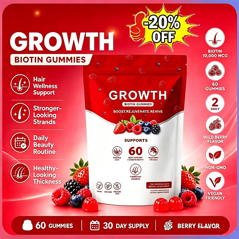 Hair Growth Gummies – Biotin Vitamins Plant Extracts, Supports Health