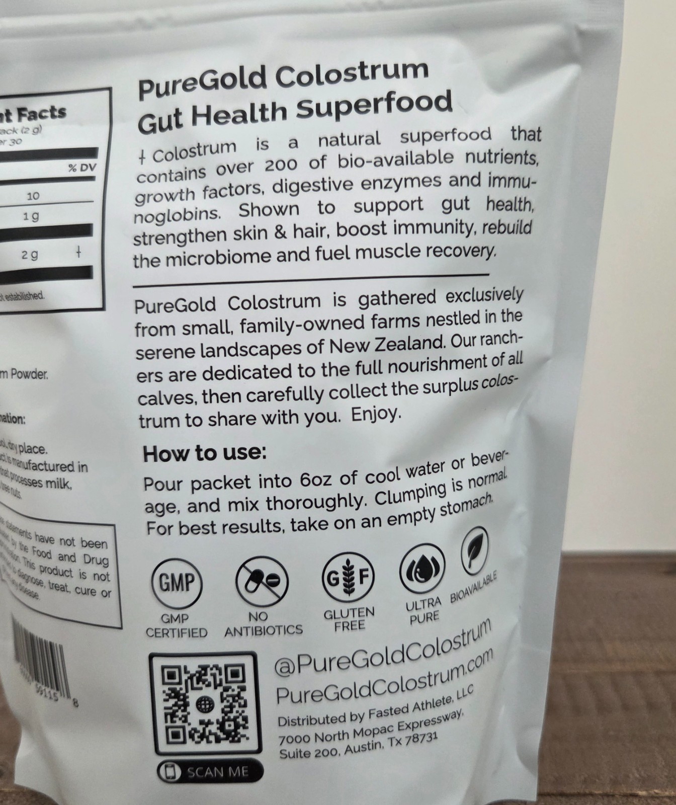 Fasted Athlete PureGold Colostrum Grass-Fed Powder (30 Single Serve Packets)
