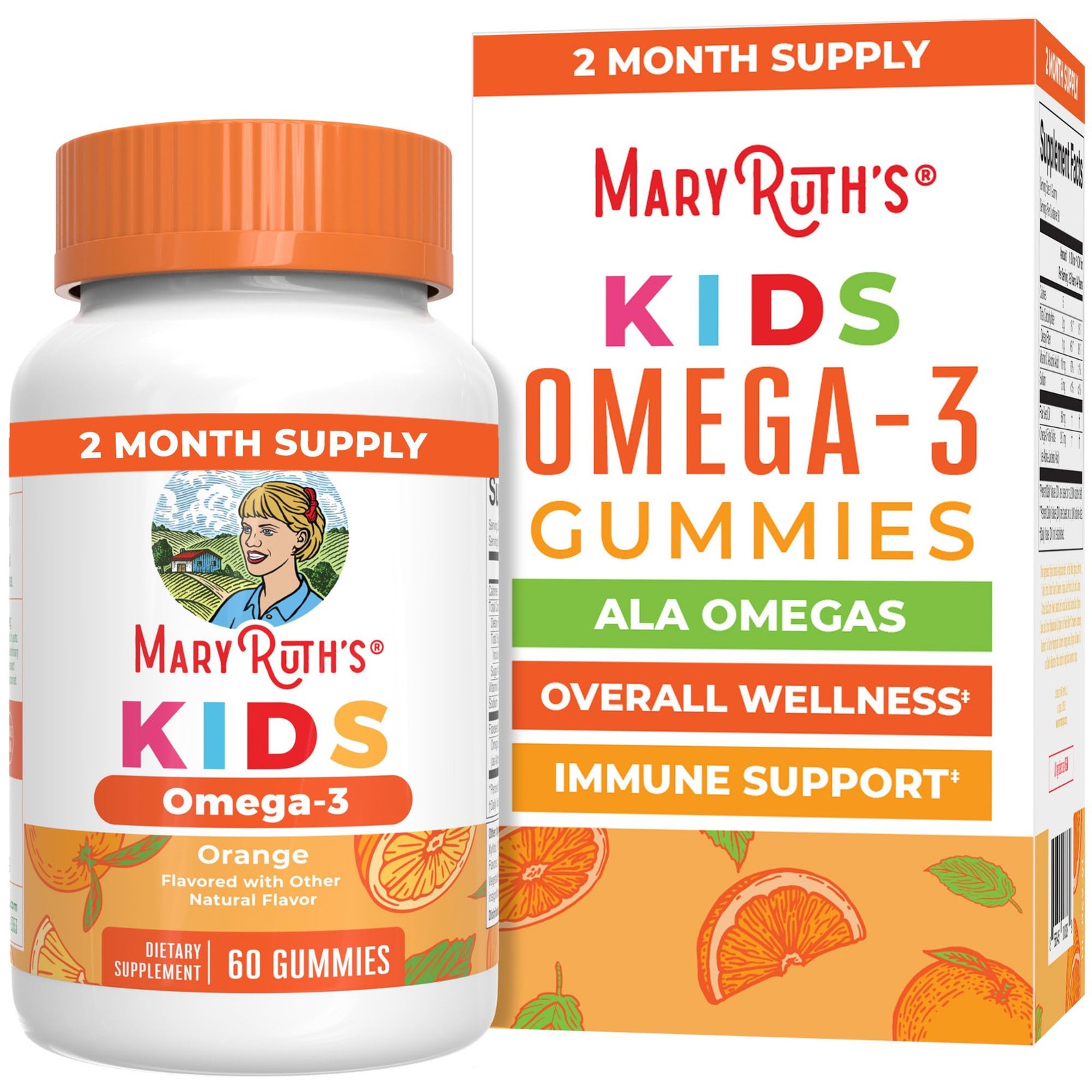 MARYRUTH’S Vegan Omega 3 Gummies for Kids 4 2 Month 60 Count (Pack of 1)