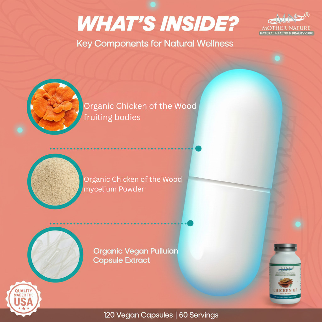 Mother Nature Chicken of the Wood Mushroom Herbal Supplement – Vegan Capsules