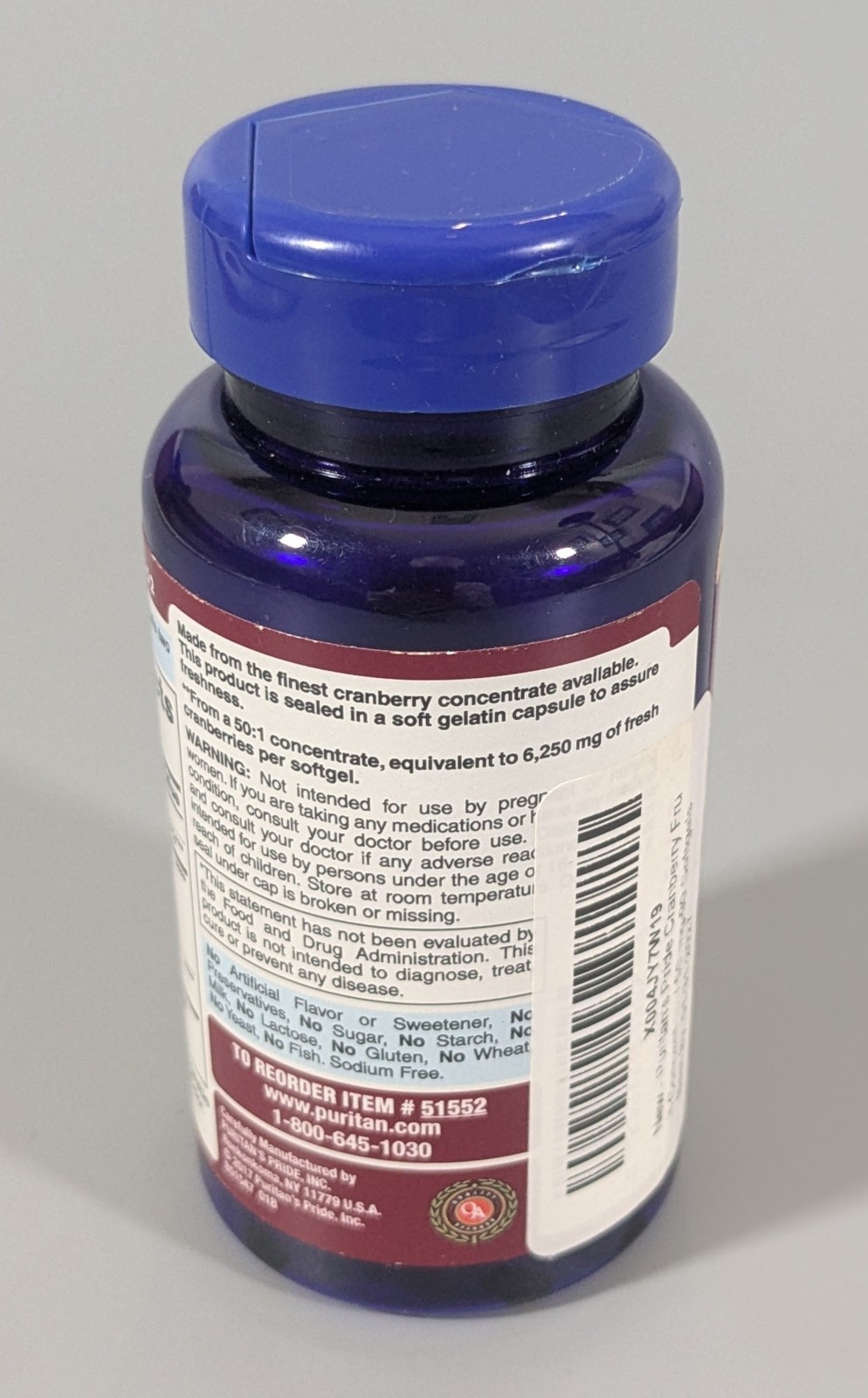 Puritan’s Pride Cranberry + Hibiscus 6250mg 90 Softgels Exp 01/2027 Sealed