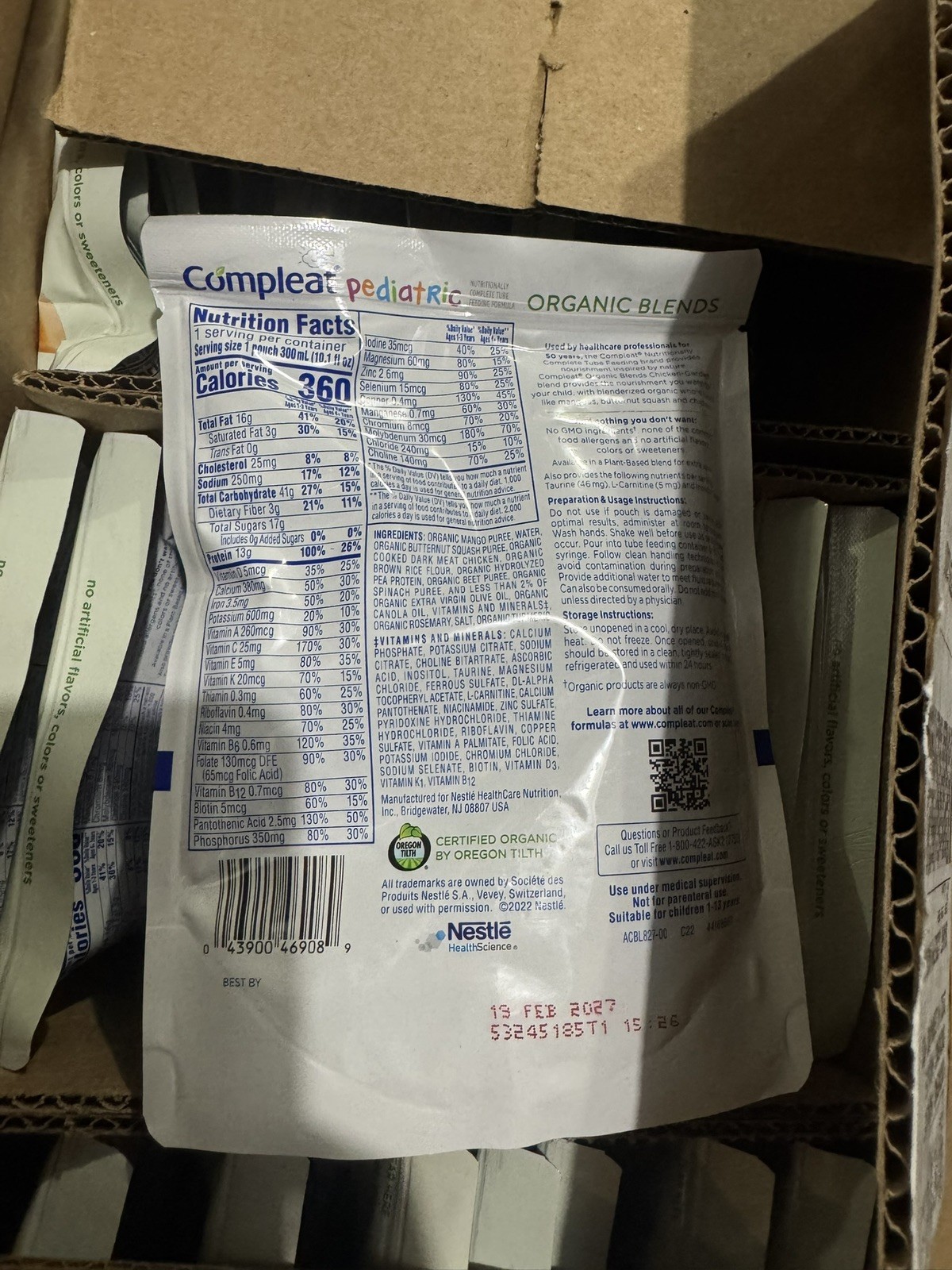 Compleat Pediatric Organic Chicken Garden Blend Tube Feeding qt. 24 EXP.Feb2027