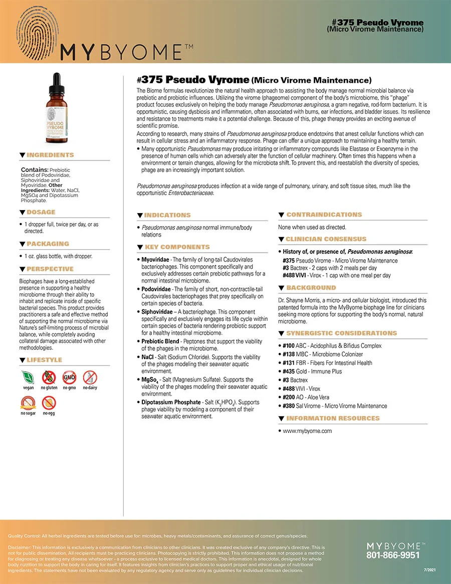 MyByome Pseudo Vyrome, Micro Virome Maintenance, 1 Fl Oz, Sealed!