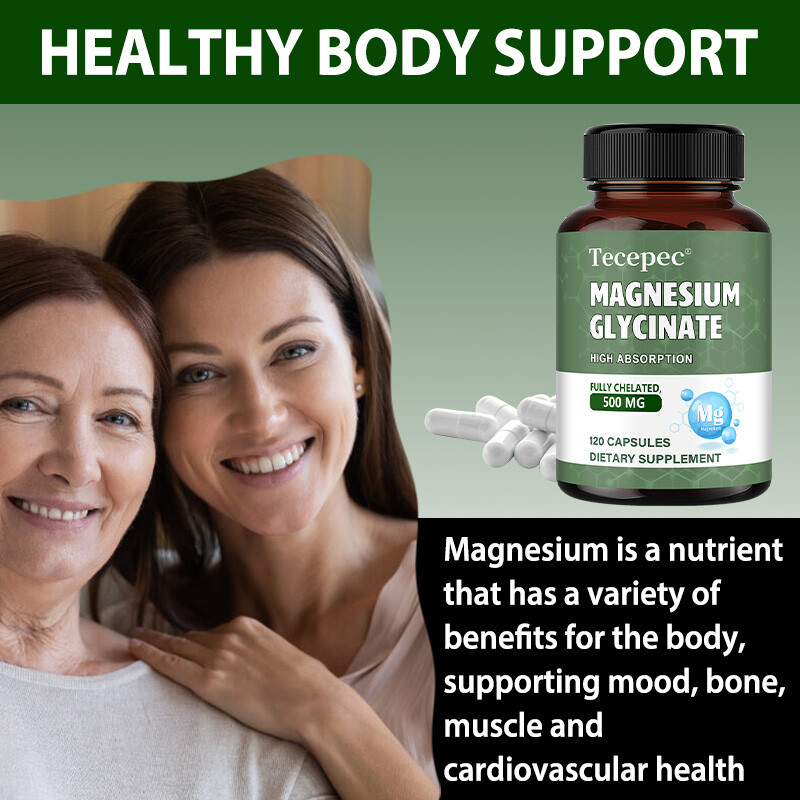 Magnesium Glycinate 500mg – Fully Chelated, High Absorption Capsules for Heart