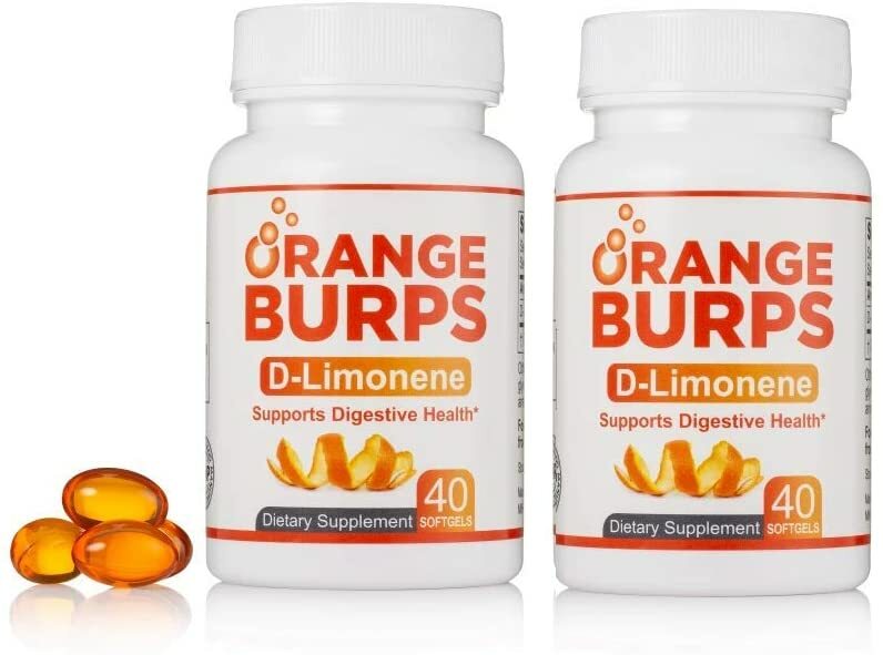Orange Burps D-Limonene Supplement – Orange Peel Extract – 2 Packs, 80 Softgels