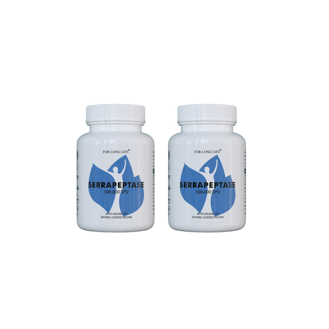 SERRAPEPTASE Enzyme 500,000 SPU ENTERICCOATED ANTIINFLAMMATORY – Pack of 2