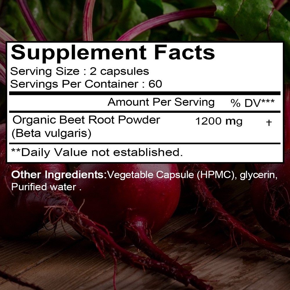 Beet Root 120 Caps,Boost Stamina,Healthy Blood Flow,Digestion & Immune Wellness