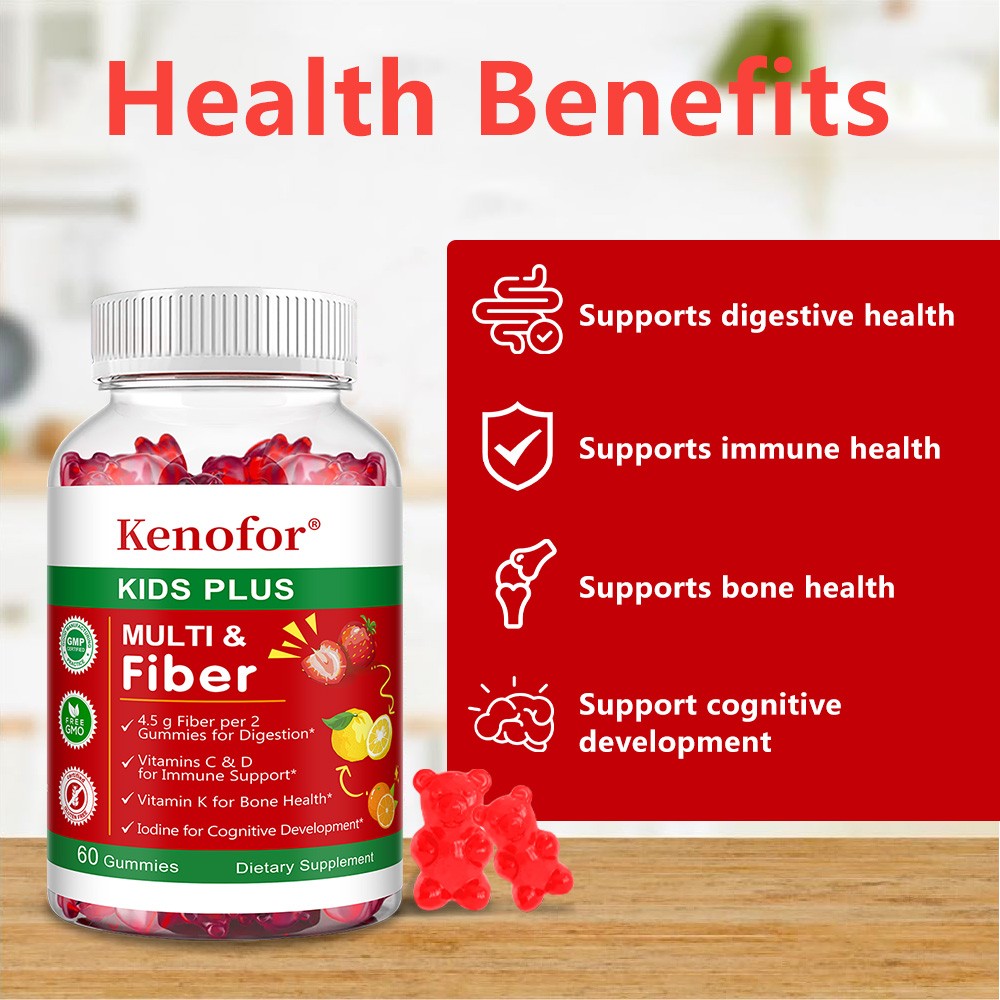 Kids Multi Fiber Supports Digestive Bone Immune System Health 60 Gummy