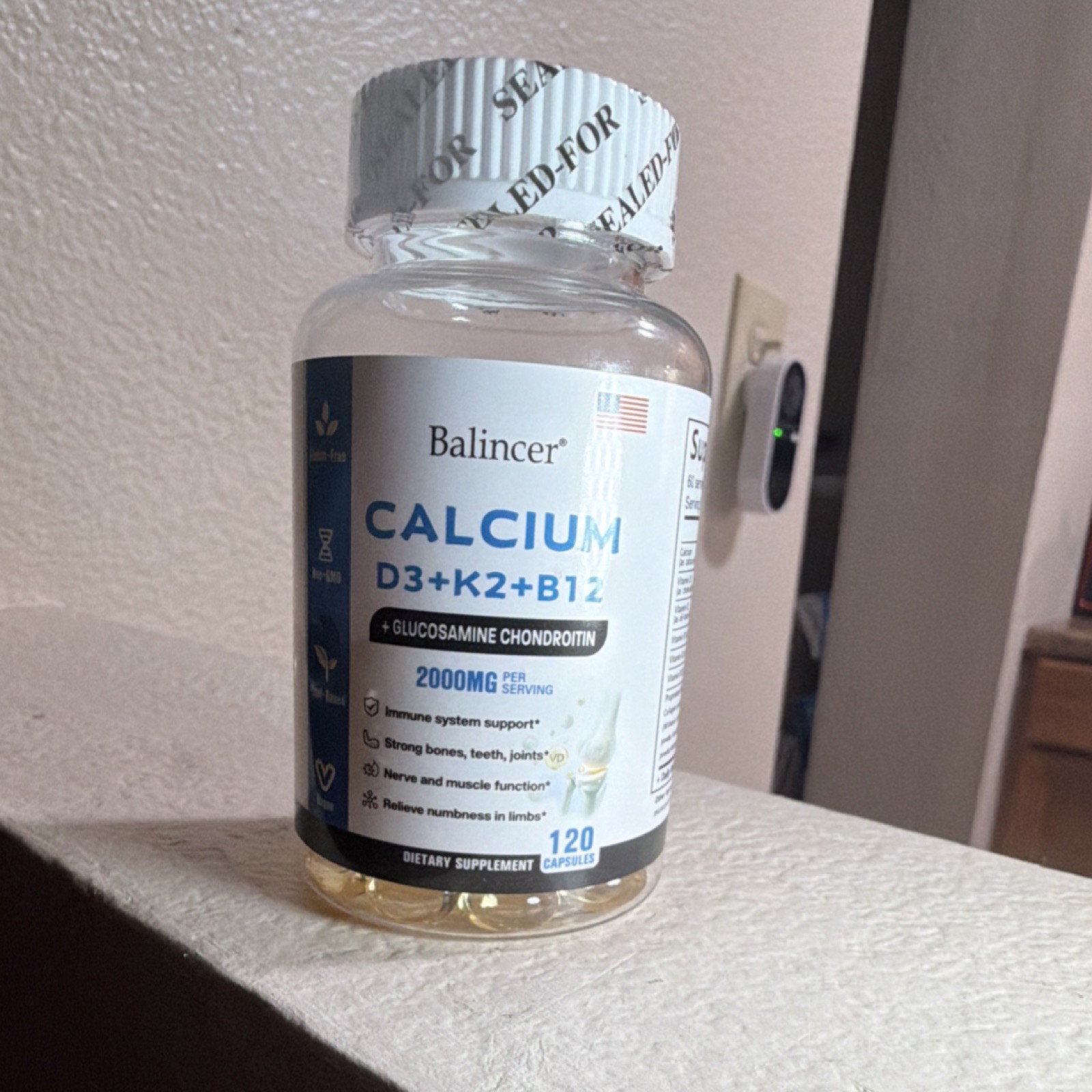 Balincer Calcium D3 K2 B12 Glucosamine Chondroitin Capsules Adult 120 Vegan