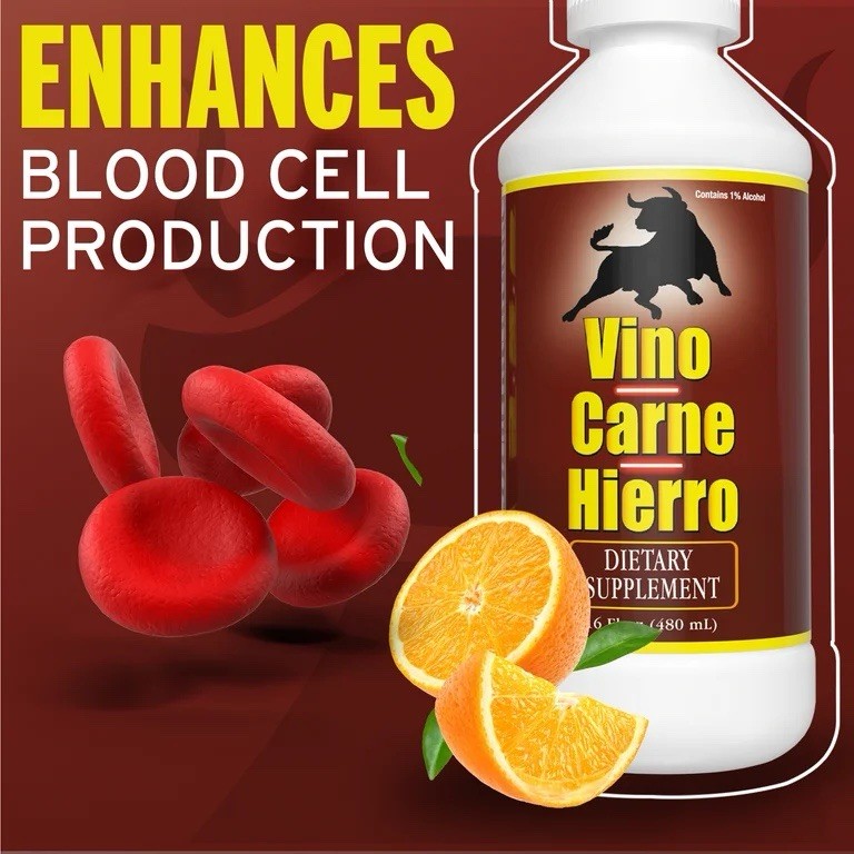 Vino Carne Hierro Blood Formation Dietary Supplement Liquid, 16 fl oz (480 mL)