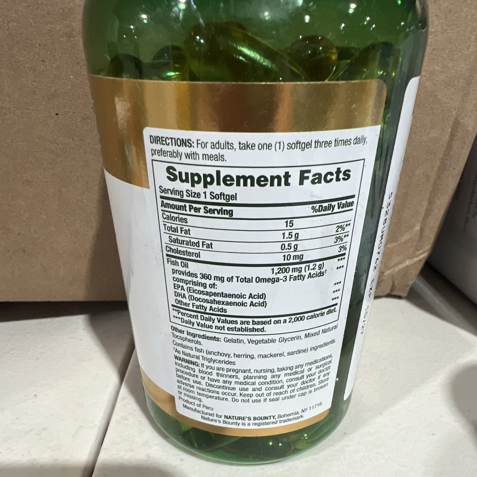 Nature’s Bounty Fish Oil 1200mg 200 Softgels Rapid Release Omega-3 Heart