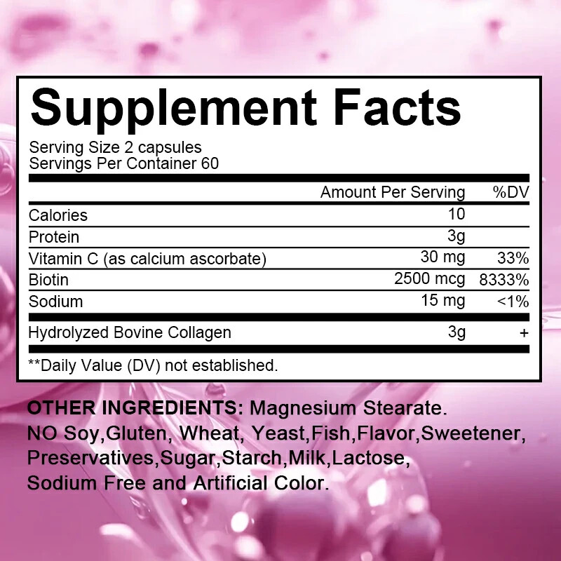 Hair Skin and Nails Vitamins | 120 Softgels | Biotin and Collagen & Vitamin C
