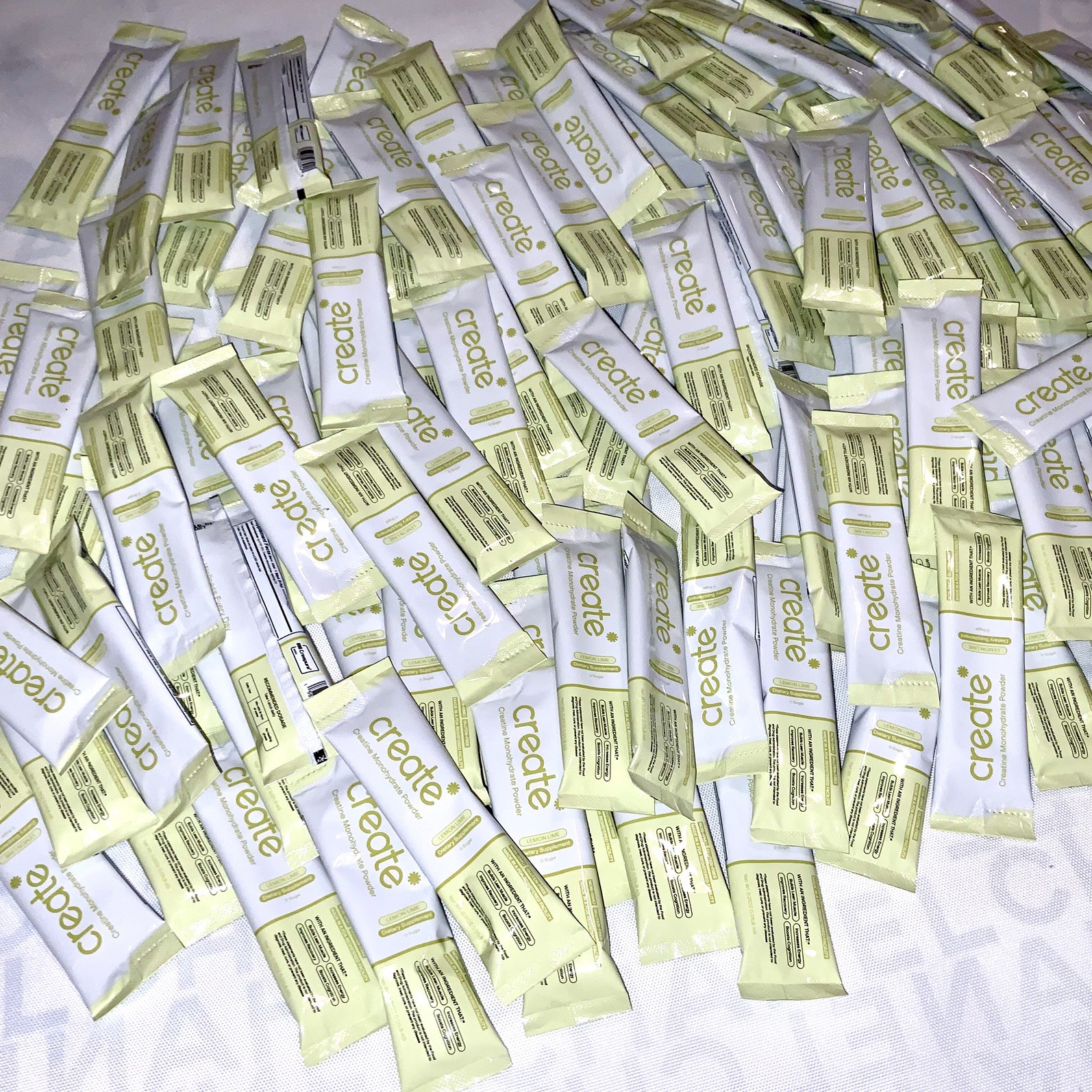 HUGE LOT ( 120 Sticks ) Create Creatine Monohydrate powder Packs Lemon Lime 8/27