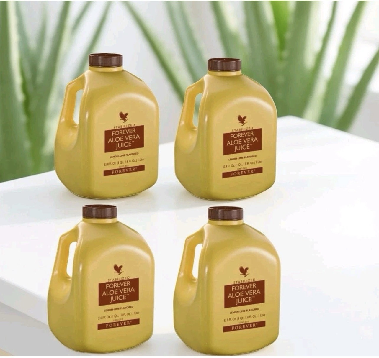 Forever Living Aloe Vera Juice Lemon-Lime All Natural 33.8 fl oz 4 Bottles