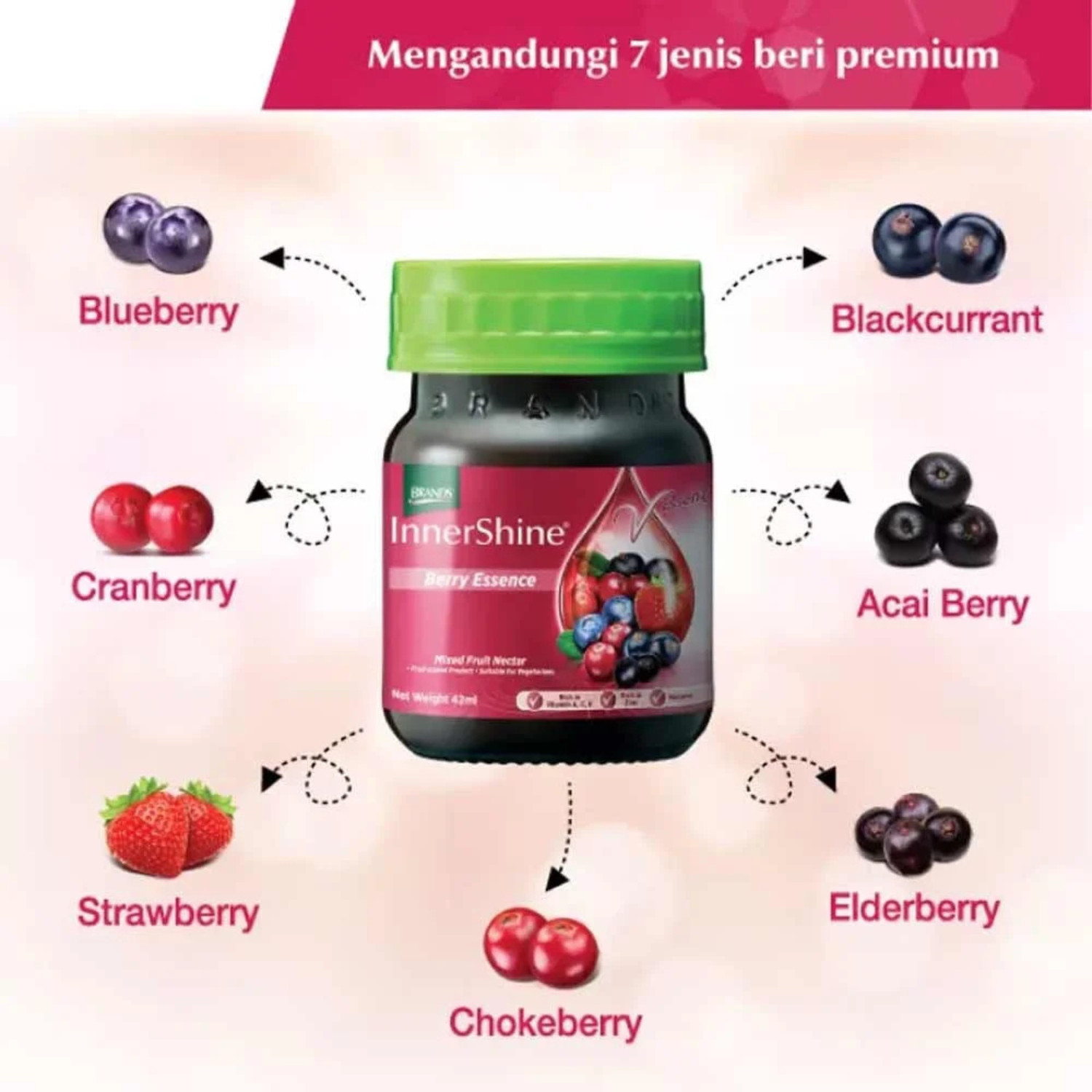 BRAND’S InnerShine Berry Essence 7 types of Berries (6 bottles x 42ml) DHL Ship