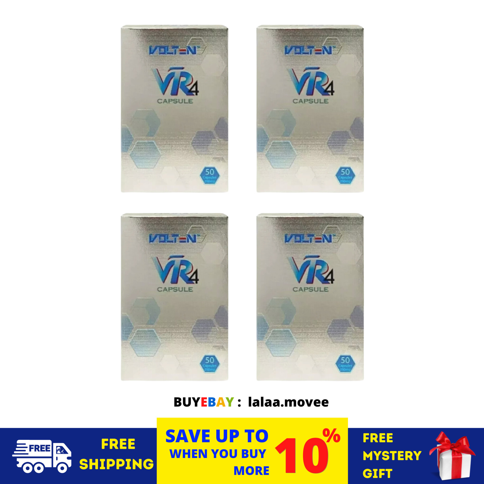 4 X Volten VR4 Capsule Black Ginger Extract Plant Based General Health