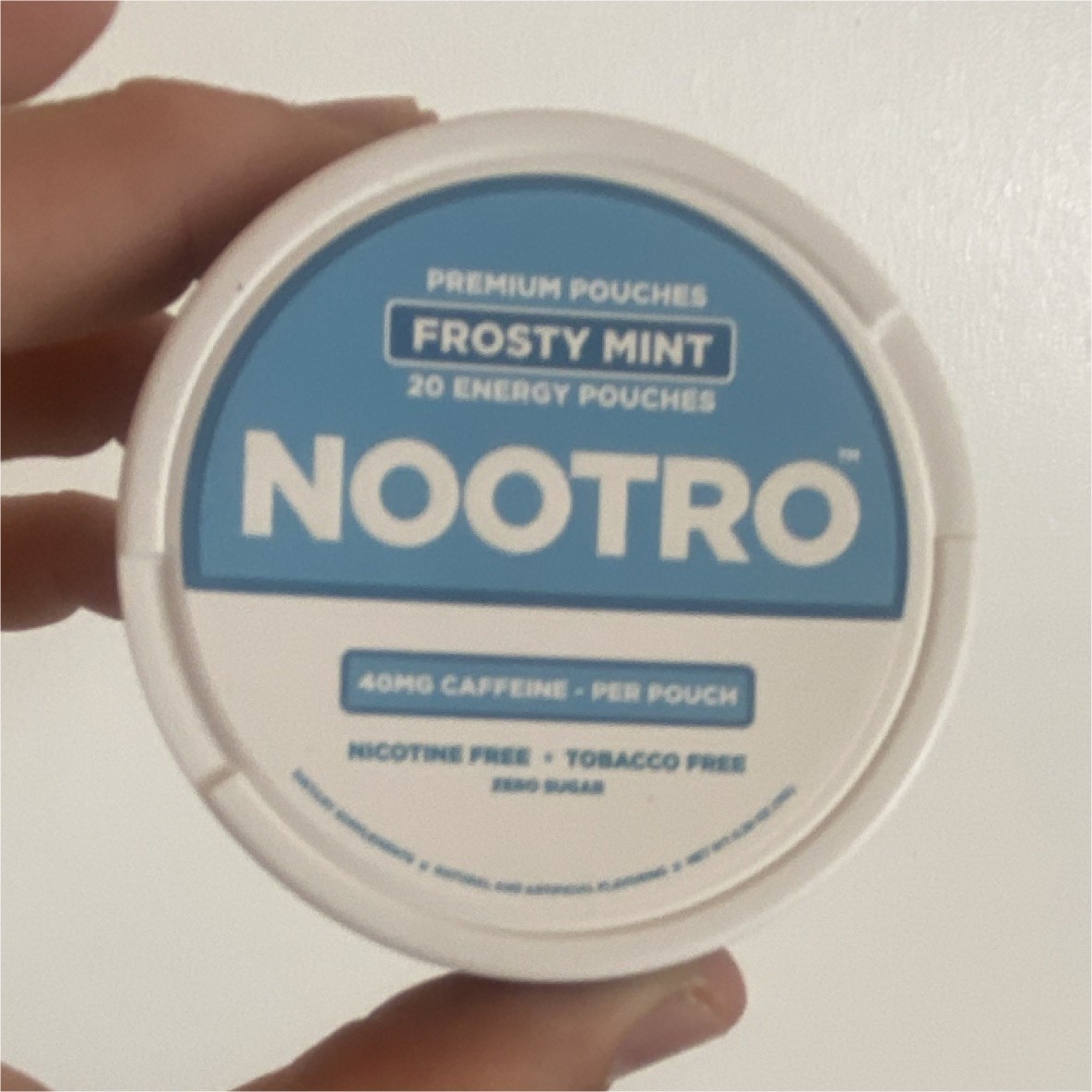 NOOTRO Frosty Mint Energy Pouches Nicotine Free Zero Sugar 40mg Caffeine 20ct