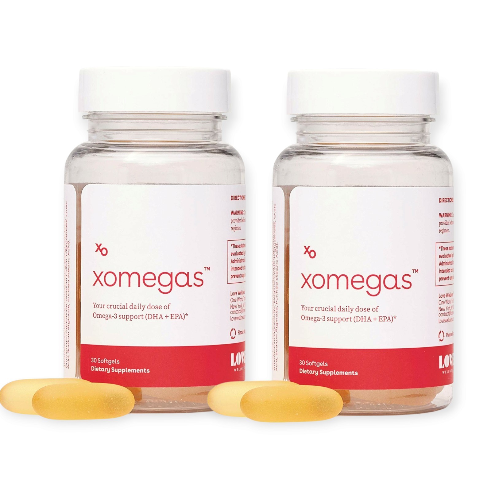 Love Wellness Xomegas, OMEGA-3, 30 Soft Gels,Set of 2, EXP 12/2027