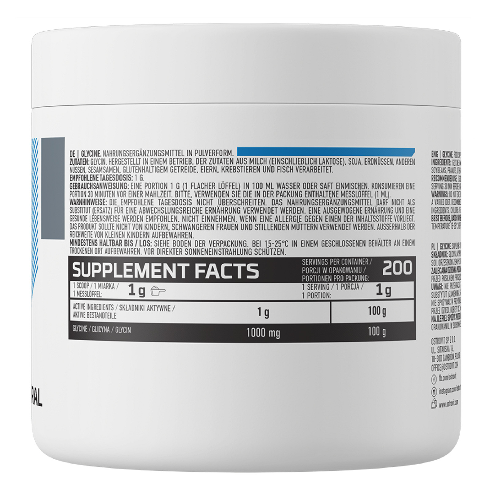 GLYCINE – 200g – Collagen production Better sleep quality Regeneration Recovery