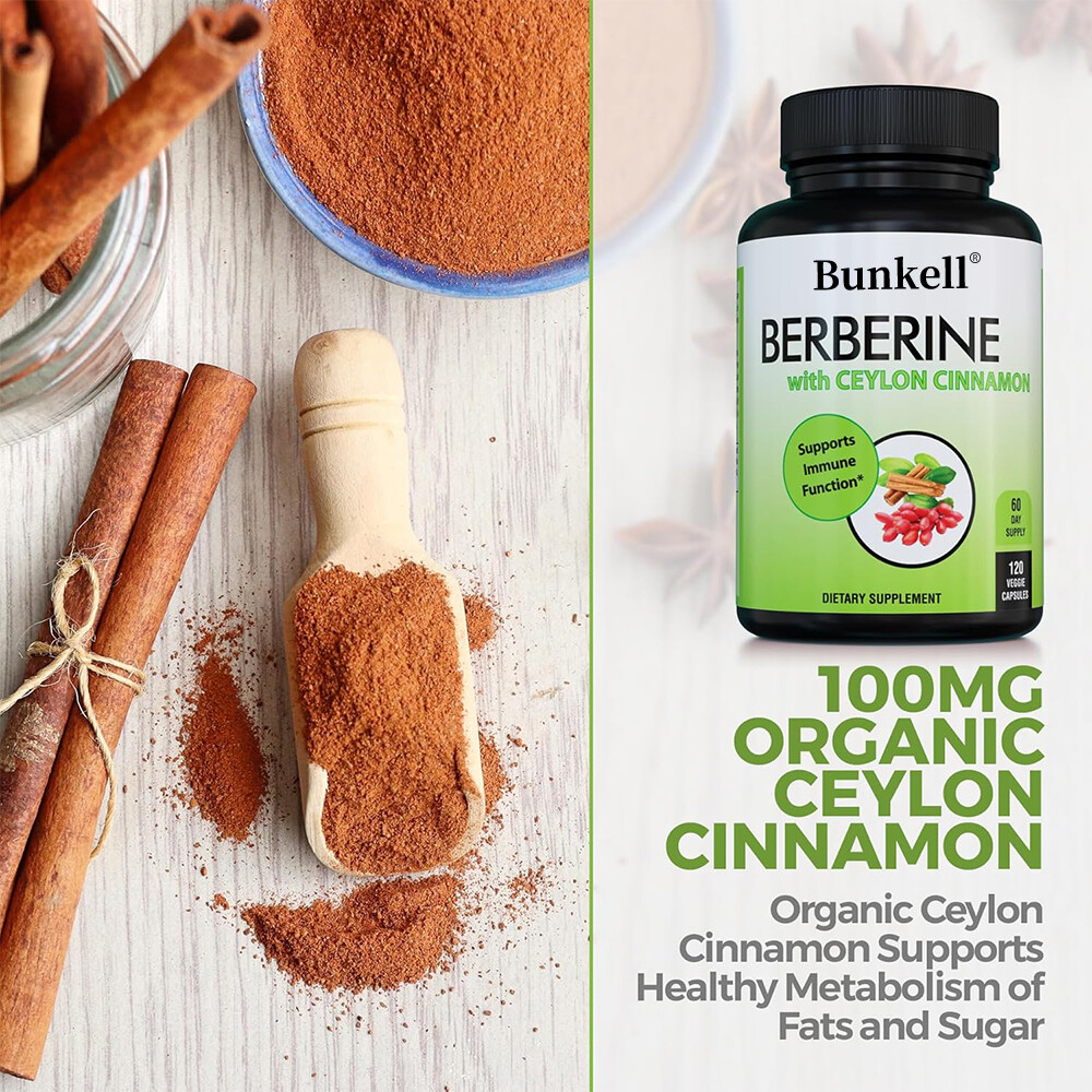 Berberine with Ceylon Cinnamon 1300mg Heart Health & Immune Support